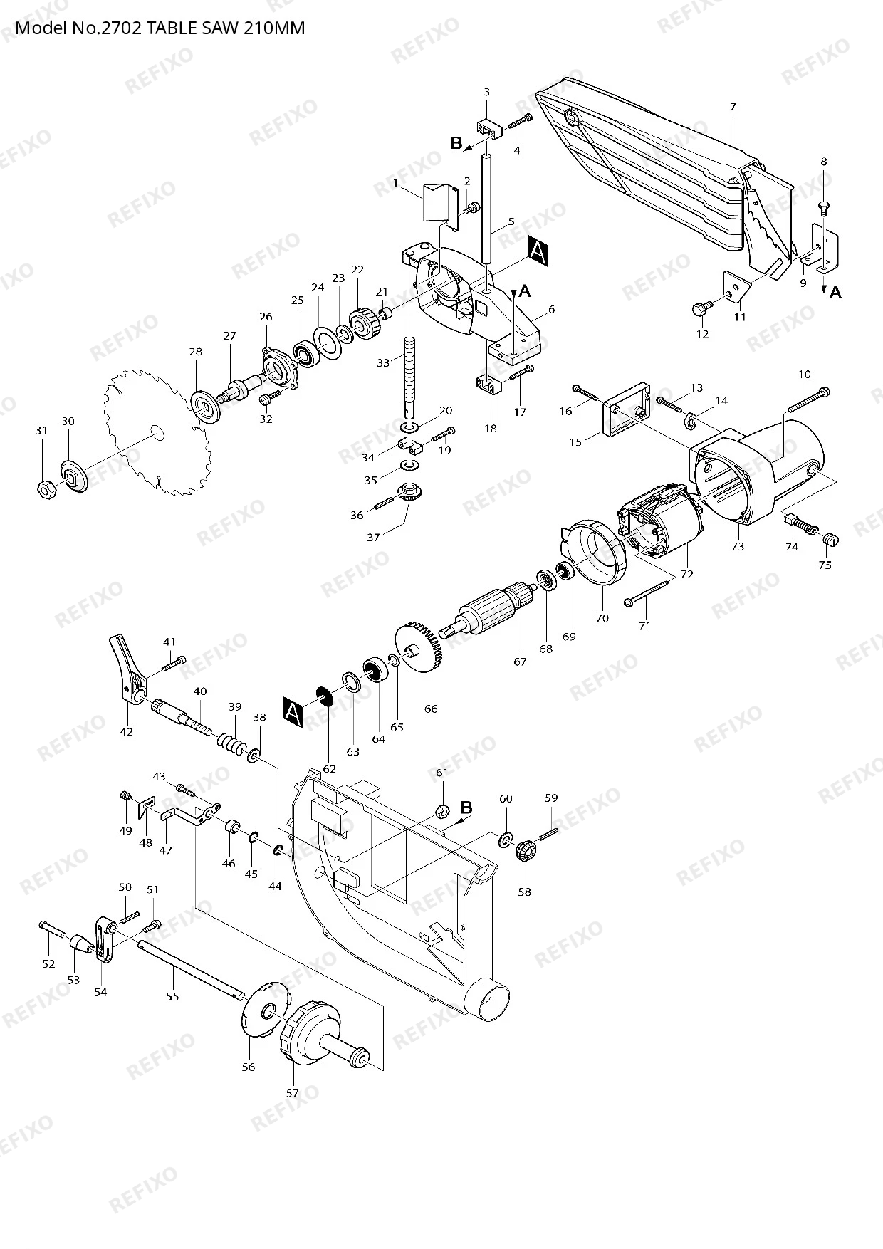 Деталировка MAKITA 2702 — схема запчастей в разборе