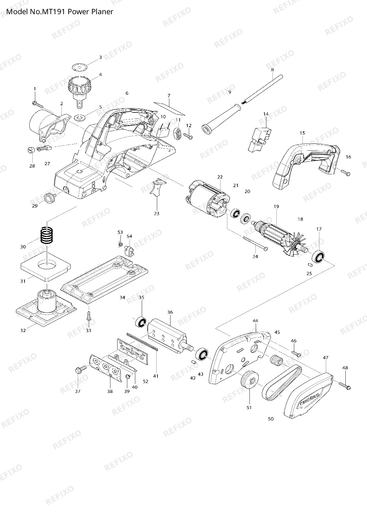 Деталировка MAKITA MT191 — схема запчастей в разборе