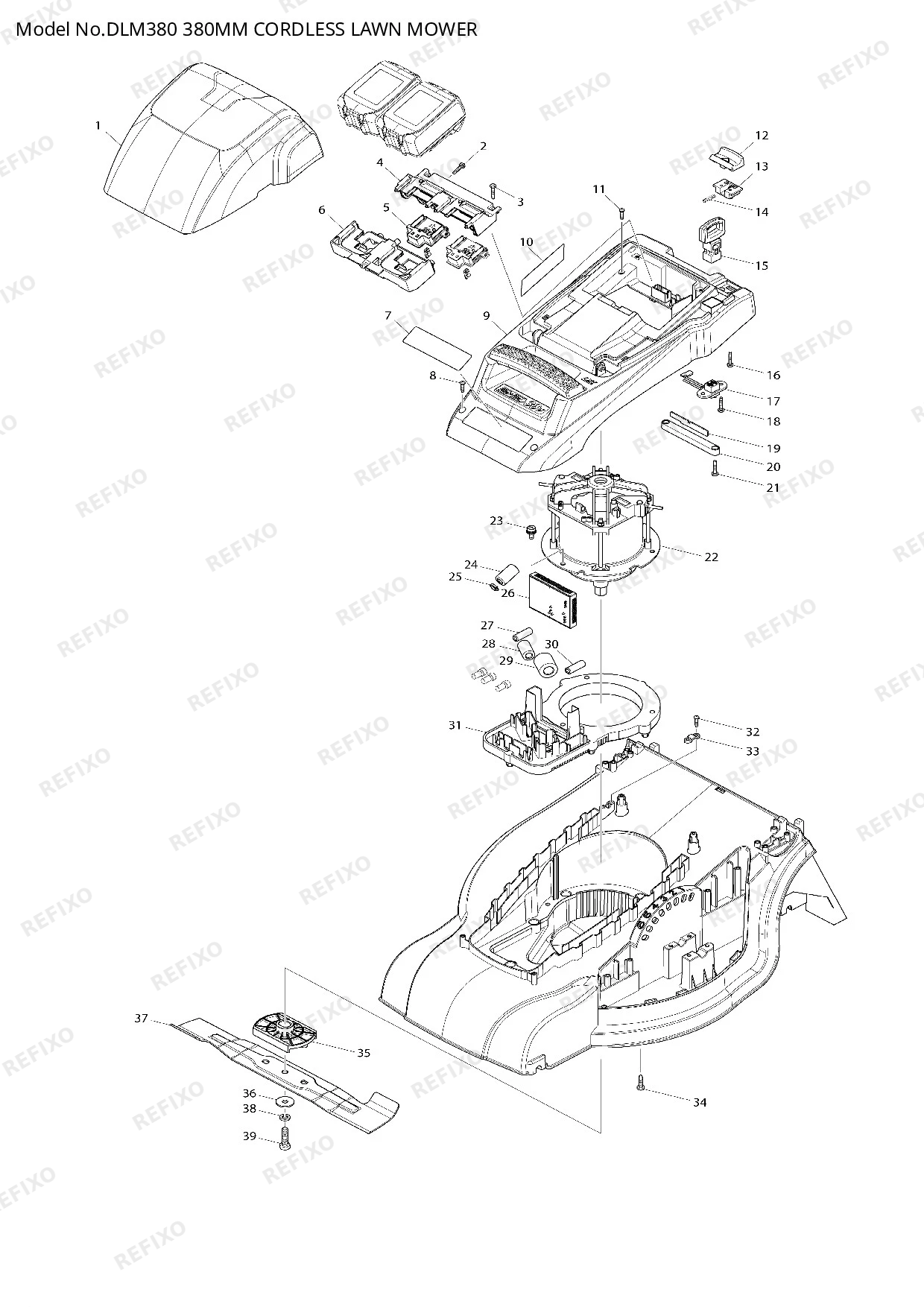 Деталировка MAKITA DLM380 — схема запчастей в разборе