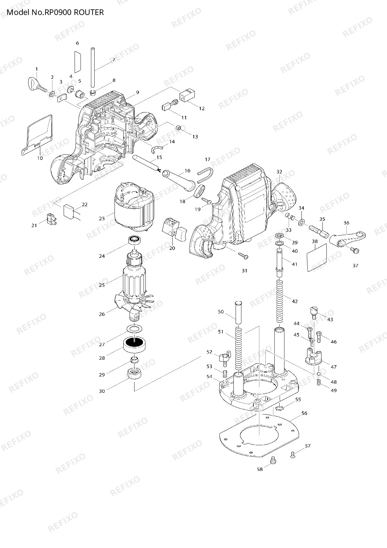 Деталировка MAKITA RP0900 — схема запчастей в разборе