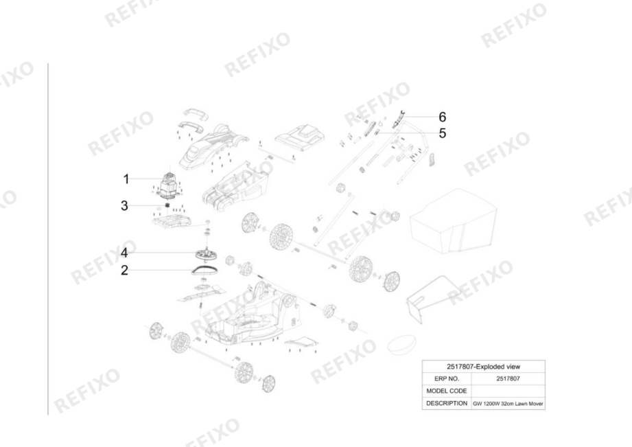 Деталировка Greenworks 2517807 Exploded view mower — схема запчастей в разборе