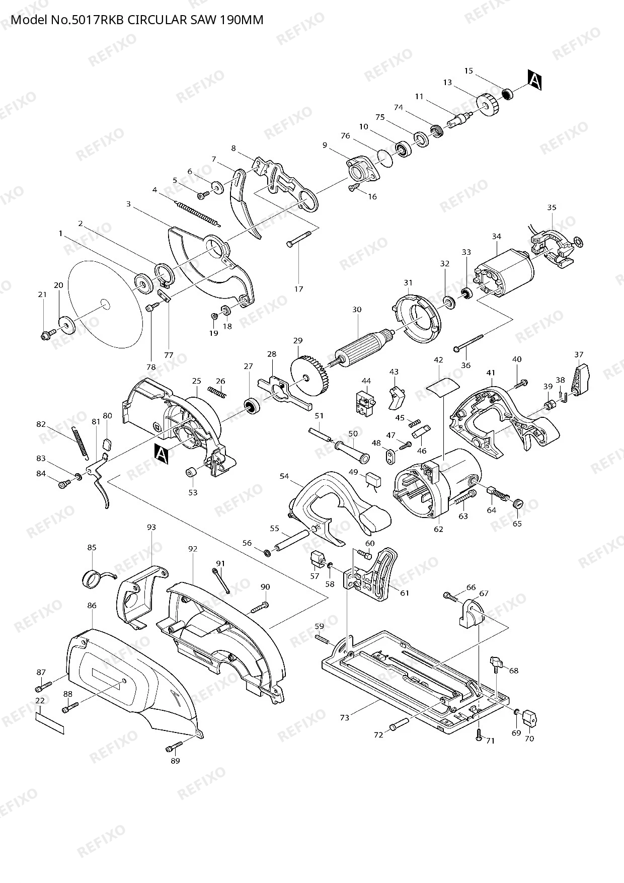 Деталировка MAKITA 5017RKB — схема запчастей в разборе