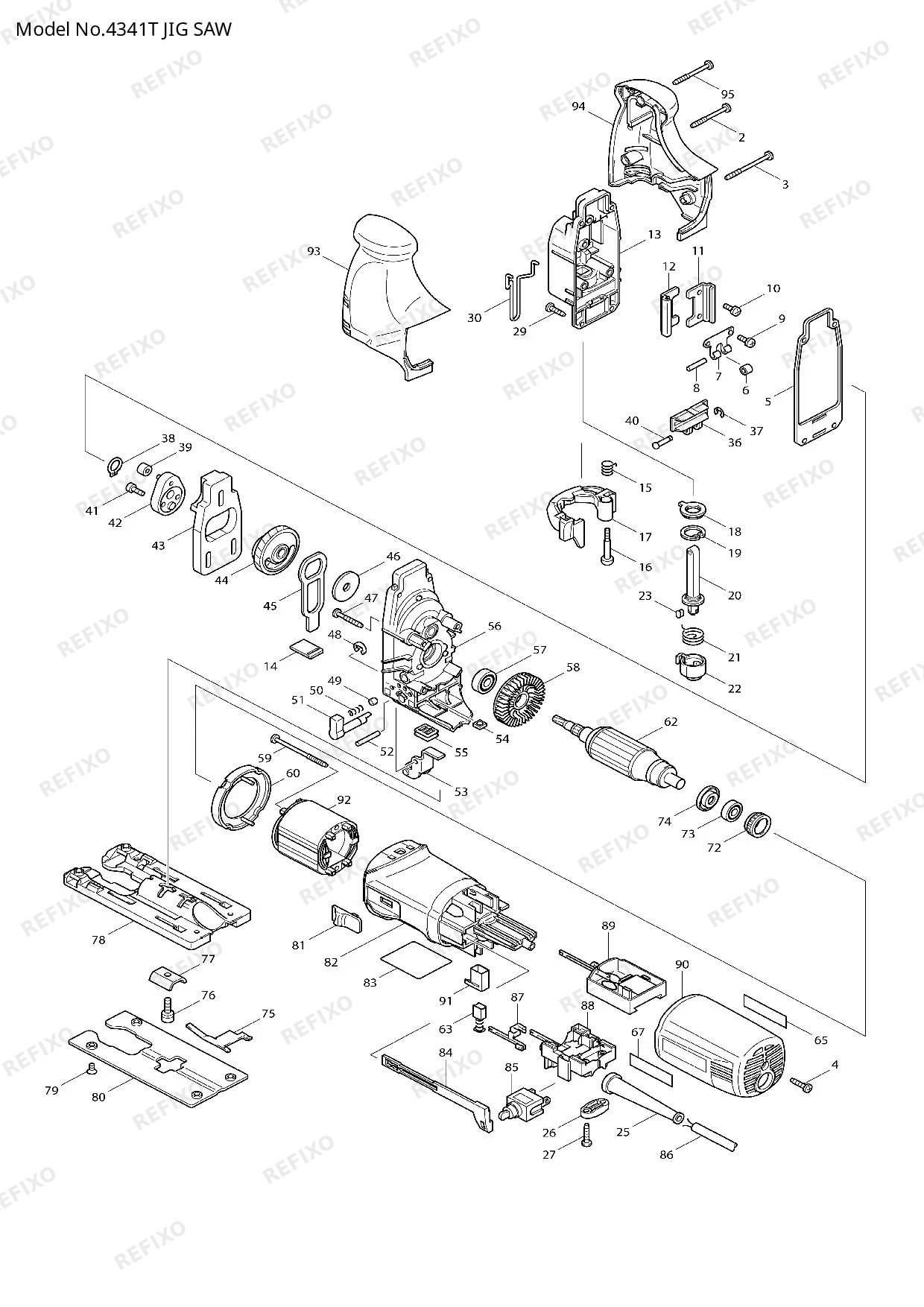 Деталировка MAKITA 4341T — схема запчастей в разборе