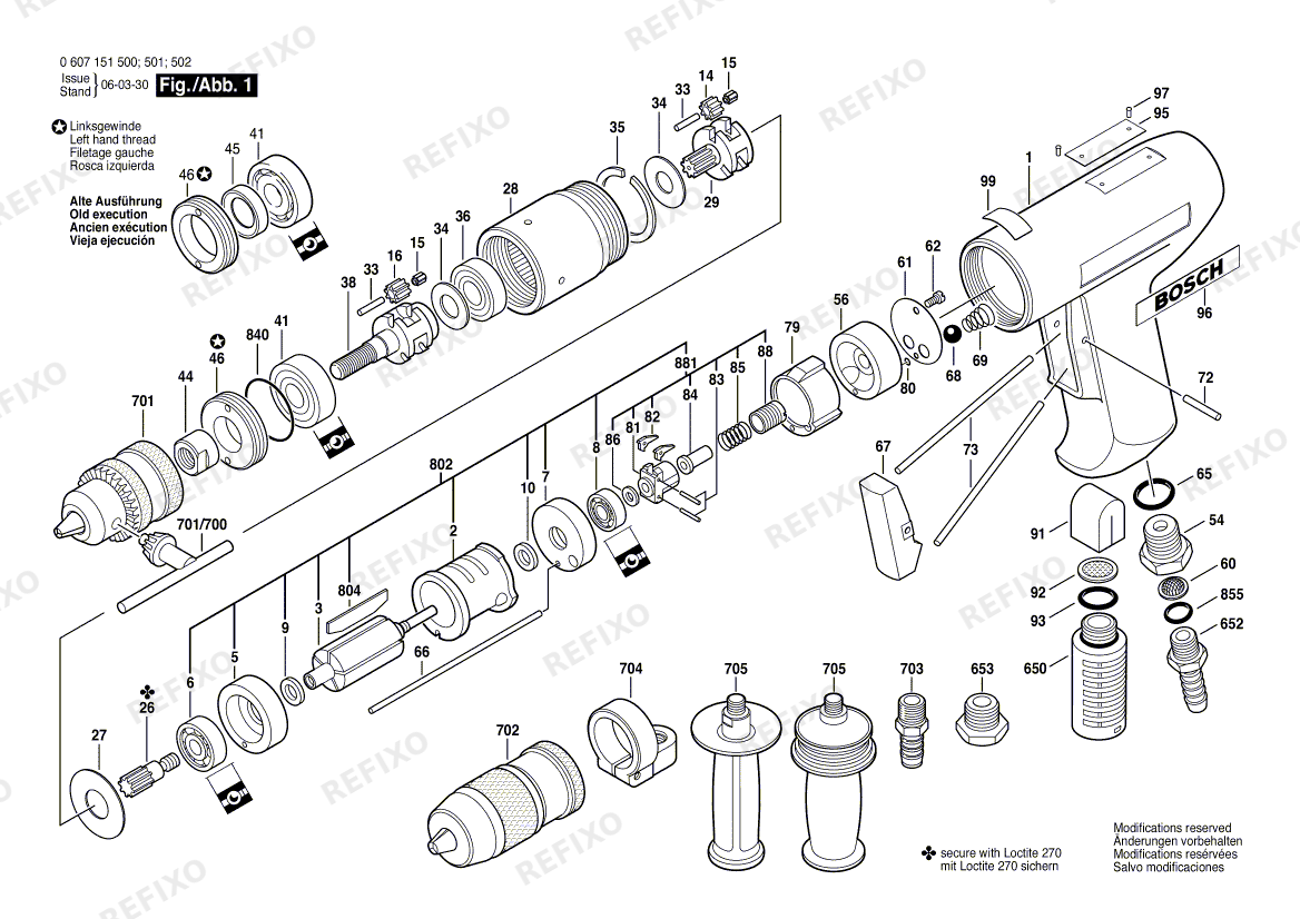 Деталировка Bosch Дрель 370 WATT-SERIE (0 607 151 502) — схема запчастей в разборе