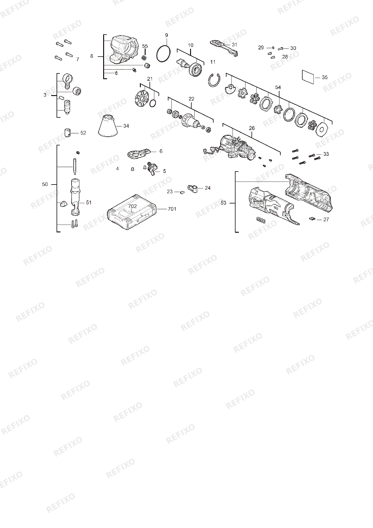 Деталировка MILWAUKEE M12FNB16 0X 4933479618 4000491190 — схема запчастей в разборе