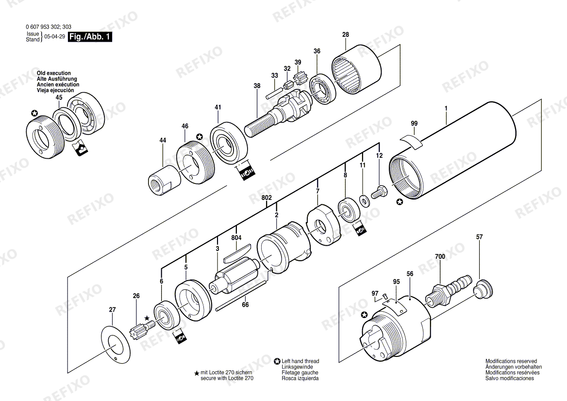 Деталировка Bosch Einbaumotor 180 WATT-SERIE (0 607 953 302) — схема запчастей в разборе