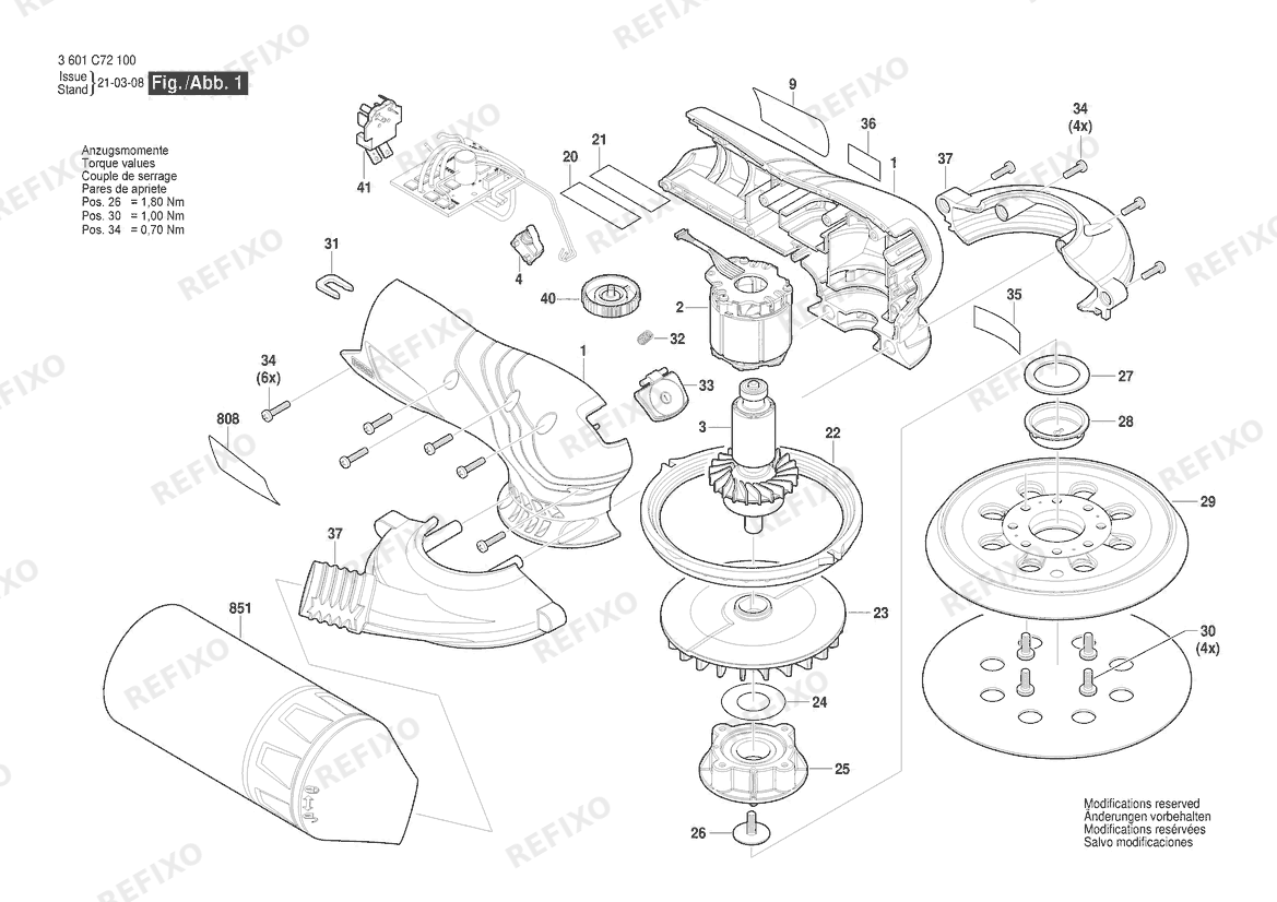 Деталировка Bosch Эксцентриковая шлифмашина GEX 12V-125 | 10.8 V | 011 - KR (3 601 C72 1B0) — схема запчастей в разборе