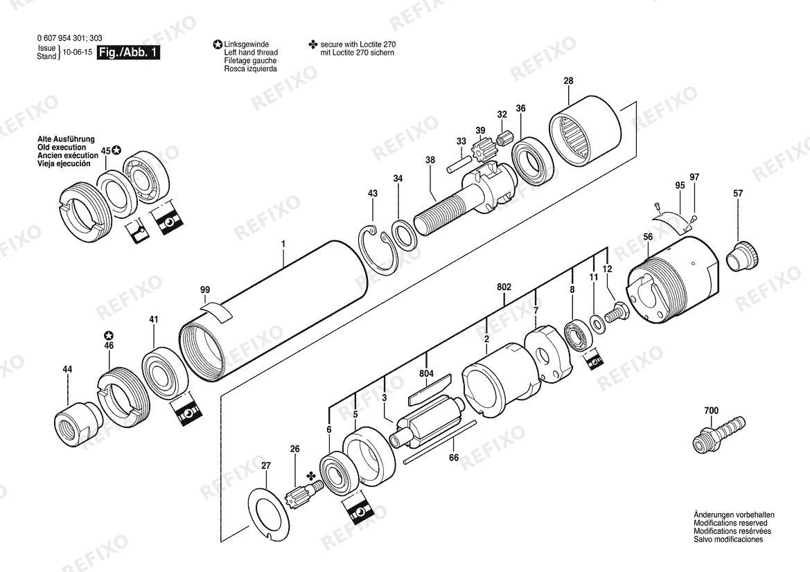 Деталировка Bosch Einbaumotor 120W motor (0 607 954 303) — схема запчастей в разборе