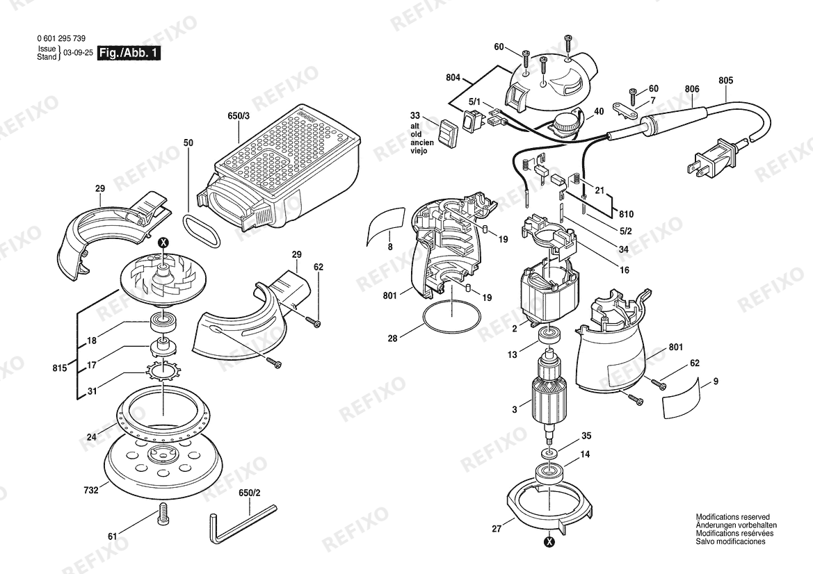 Деталировка Bosch Вибрационная шлифмашина GEX 12 AE | 115 V | 061 - US (0 601 295 739) — схема запчастей в разборе
