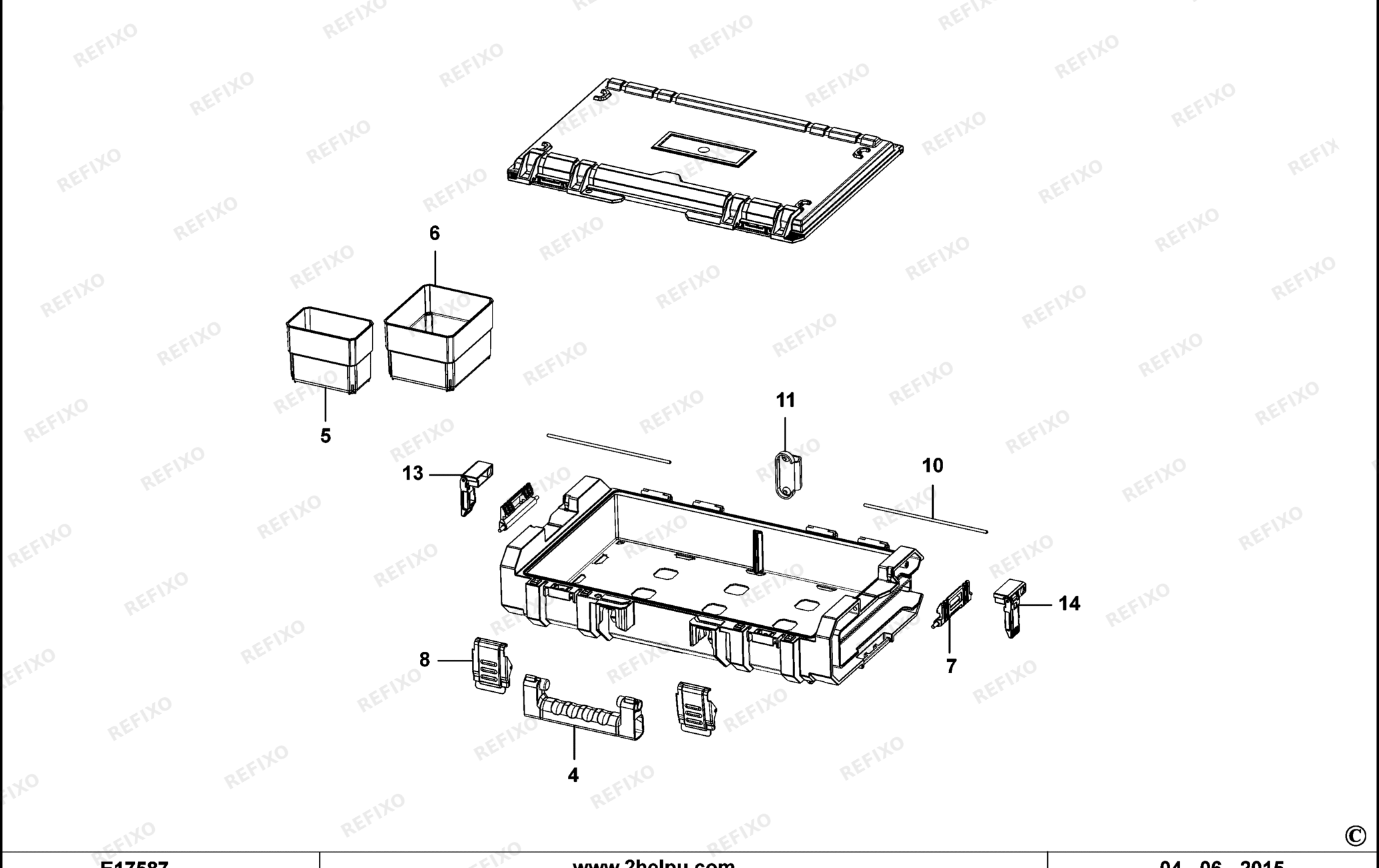Деталировка DeWalt DWST1-75522-XJ TYPE 1 ORGANIZER DWST1-75522-XJ DWST1-75522 — схема запчастей в разборе