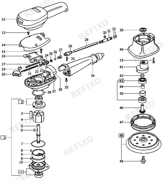 Деталировка Festool LEX 185 - Druckluft- эксцентриковая шлифмашина 692092 — схема запчастей в разборе