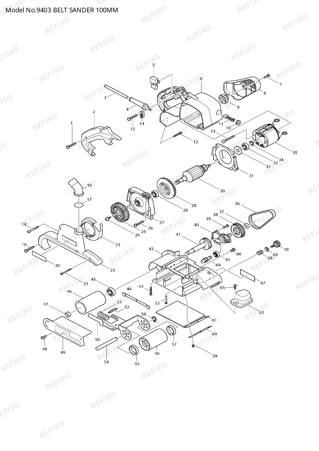 Деталировка MAKITA 9403 — схема запчастей в разборе