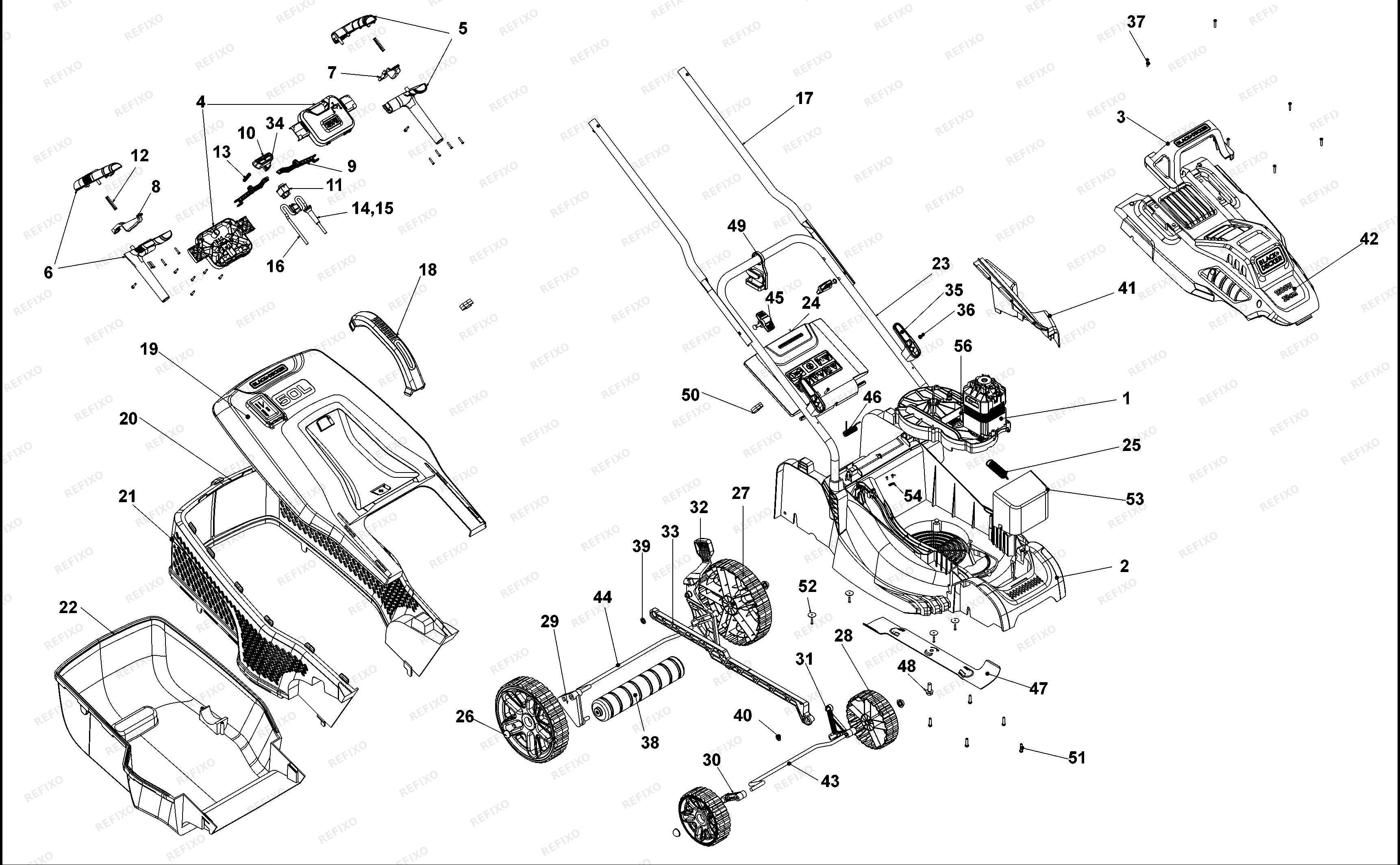 Black&Decker КОСИЛКА BEMW471BH — схема запчастей