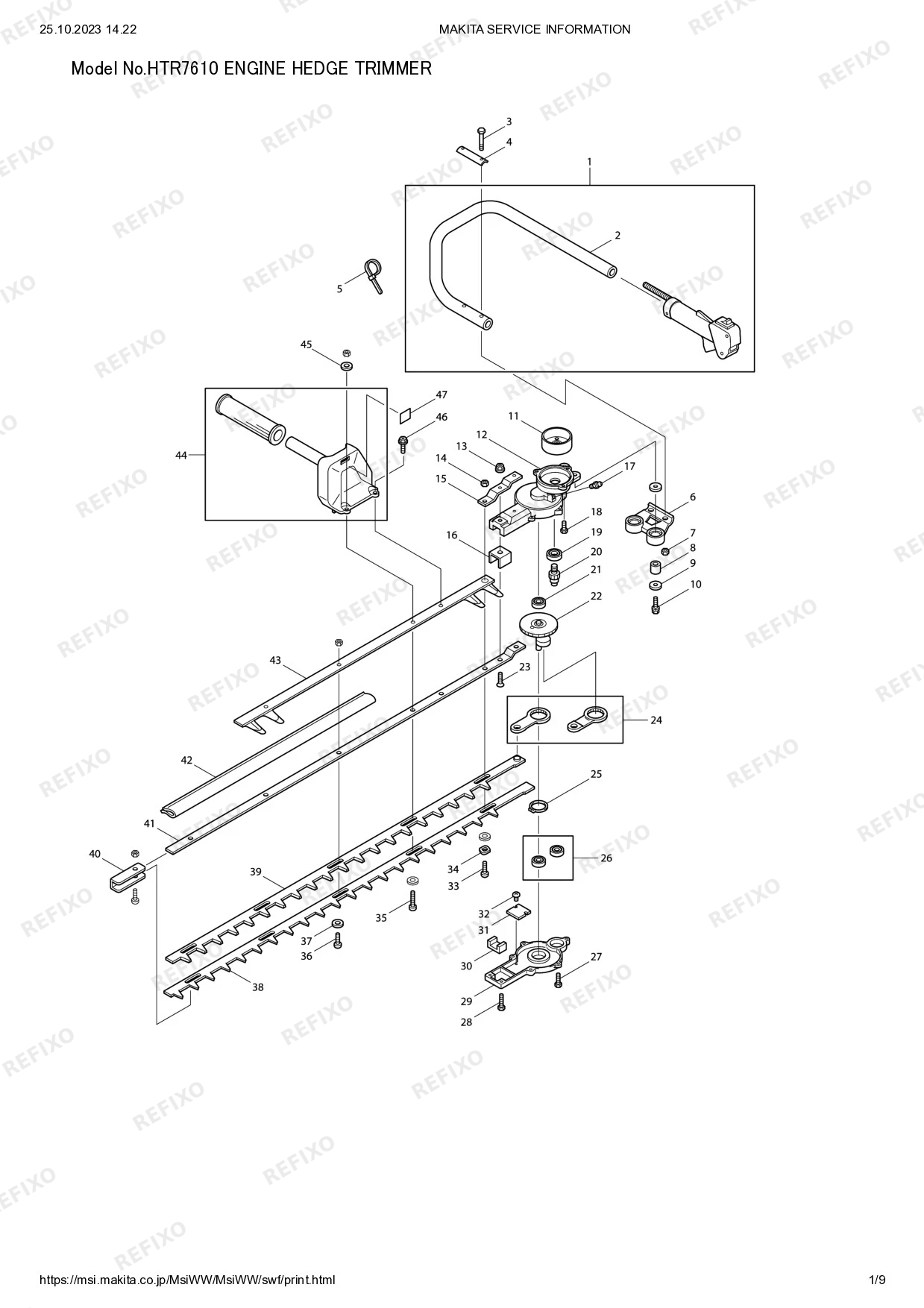 Деталировка MAKITA HTR7610 — схема запчастей в разборе