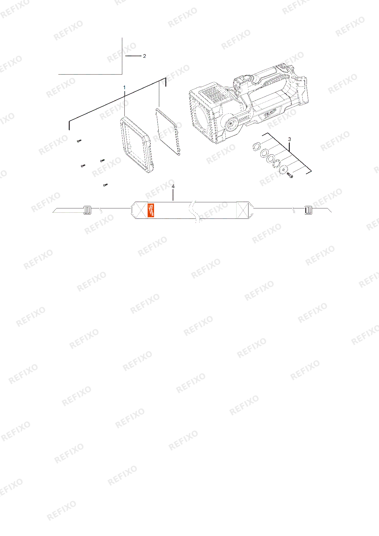 Деталировка MILWAUKEE M18SLED 0 4933459159 4000458237 — схема запчастей в разборе