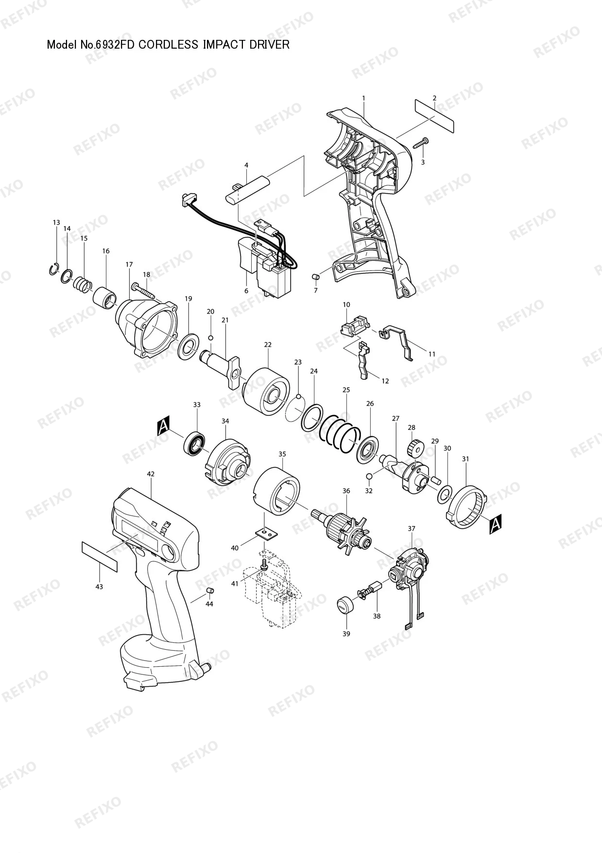 Деталировка MAKITA 6932FD — схема запчастей в разборе