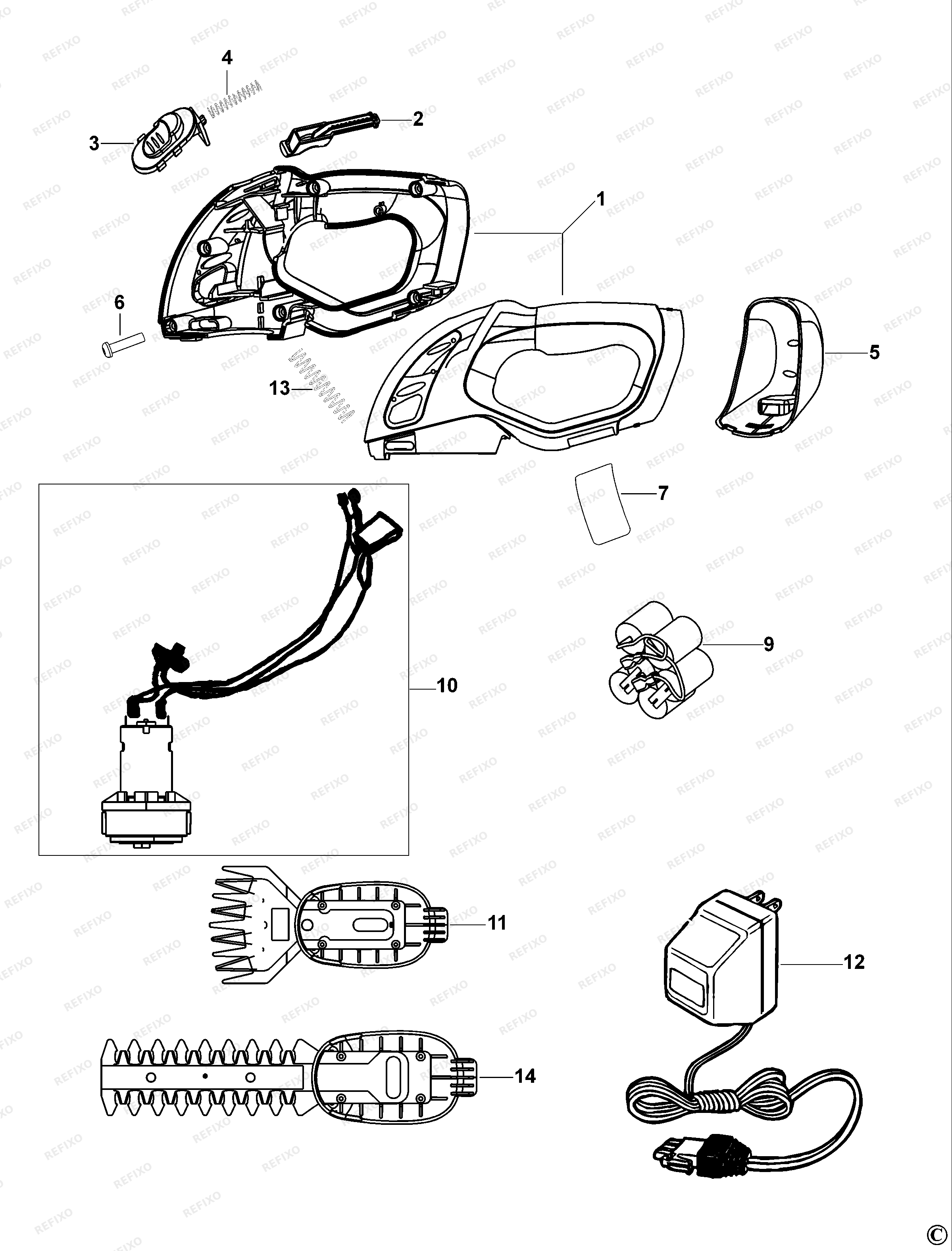 Black&Decker АККУМУЛЯТОРНЫЕ НОЖНИЦЫ ПО МЕТАЛЛУ GL605 — схема запчастей