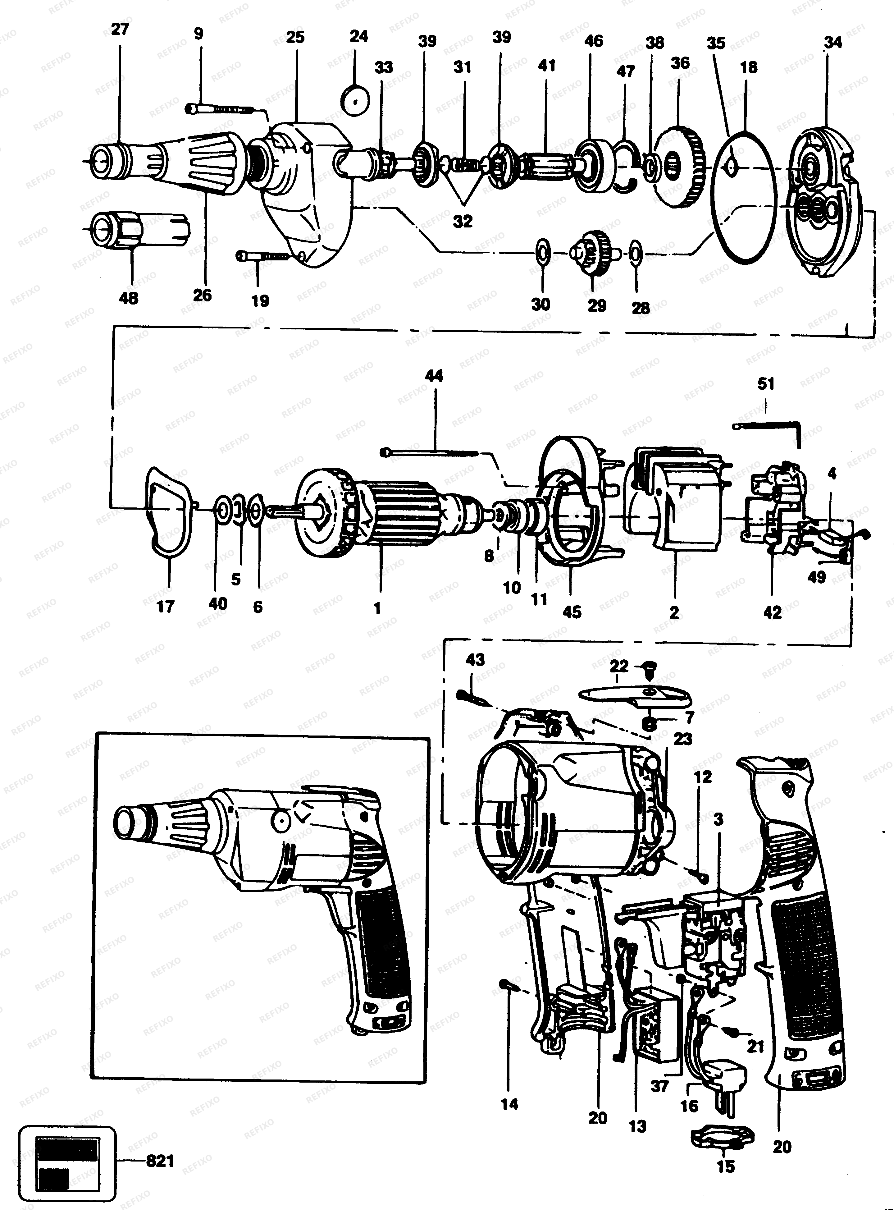 Black&Decker ОТВЁРТКА P8807 — схема запчастей