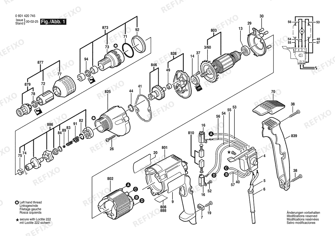 Деталировка Bosch Шуруповёрт GSR 6-40 TE | 115 V | 030 - CA (0 601 420 745) — схема запчастей в разборе