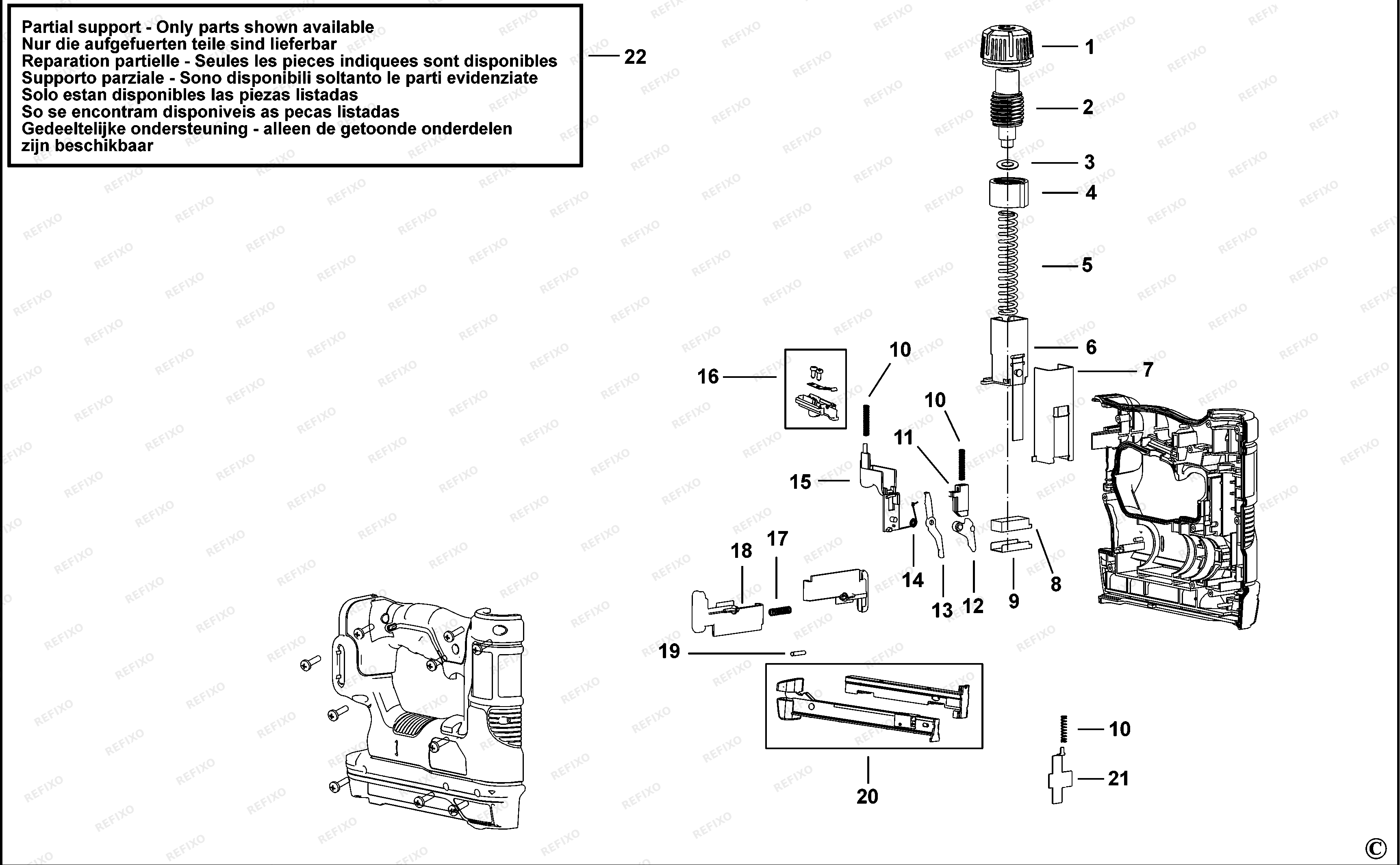 Black&Decker СКОБОЗАБИВАТЕЛЬ BDT12 — схема запчастей
