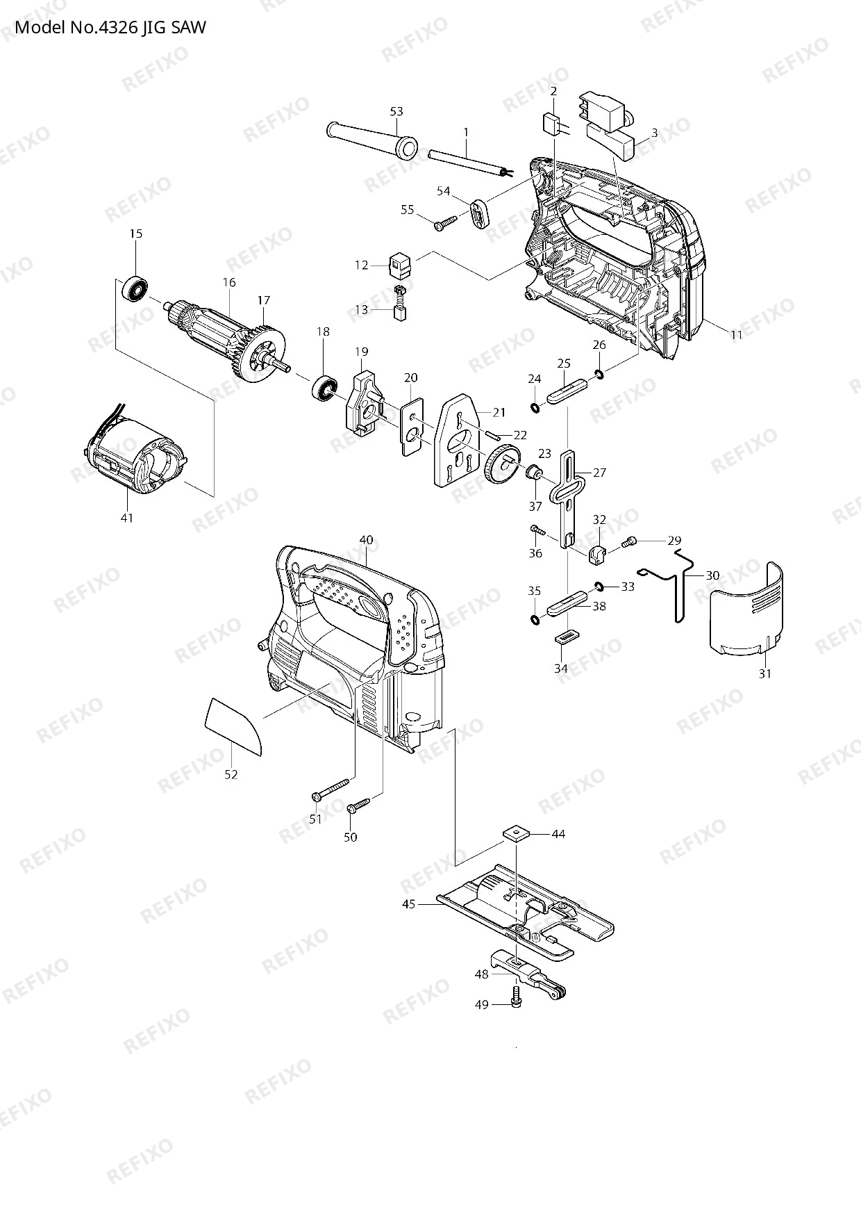 Деталировка MAKITA 4326 — схема запчастей в разборе