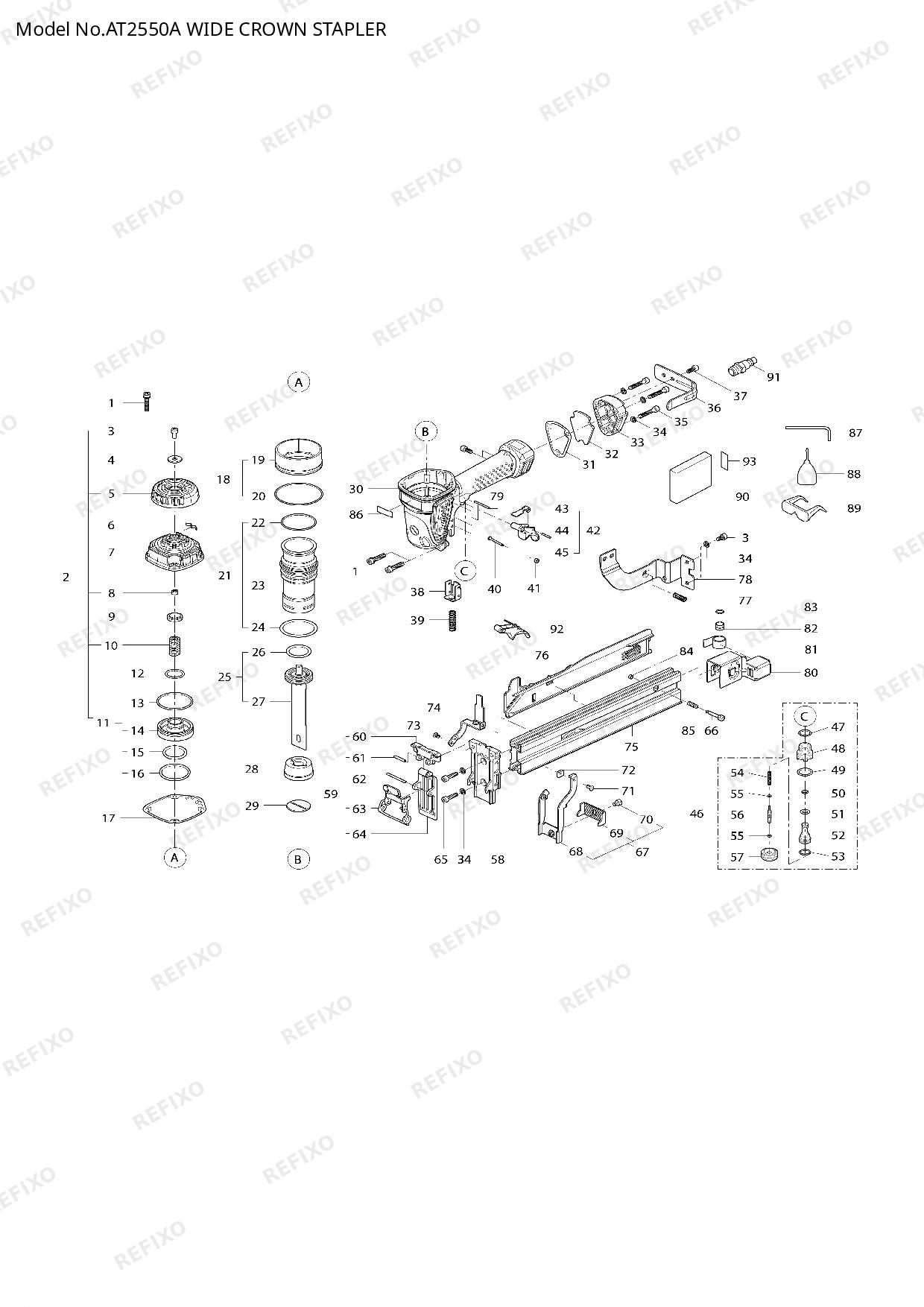 Деталировка MAKITA AT2550A — схема запчастей в разборе