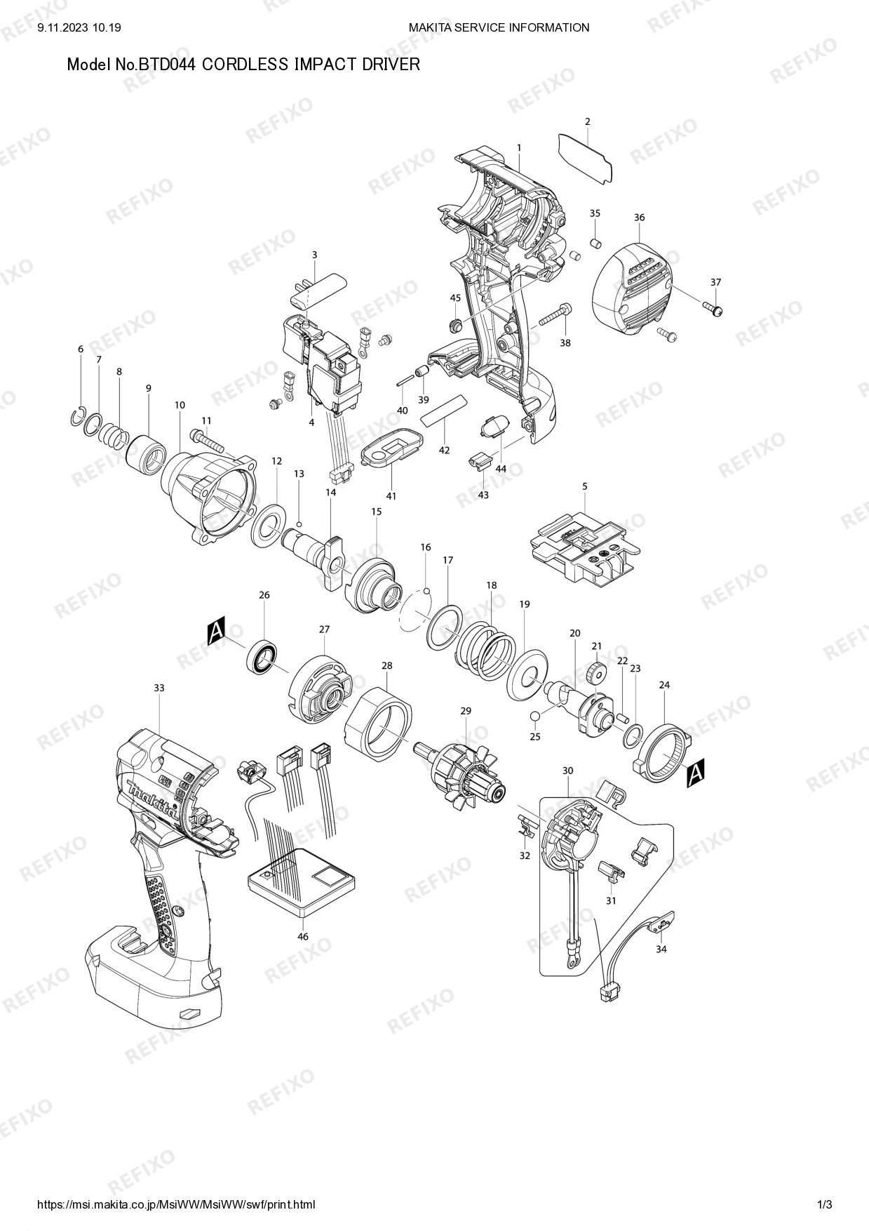 Деталировка MAKITA BTD044 — схема запчастей в разборе