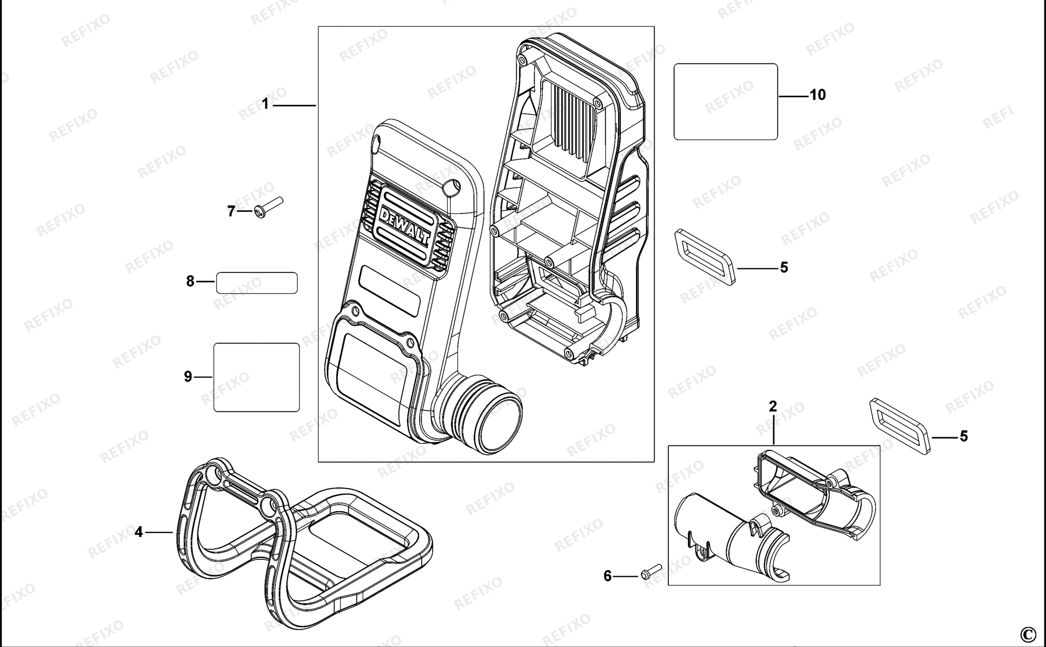 Деталировка DeWalt DWH079D-XJ TYPE 1 STAUBABSAUGER DWH079D-XJ DWH079D — схема запчастей в разборе