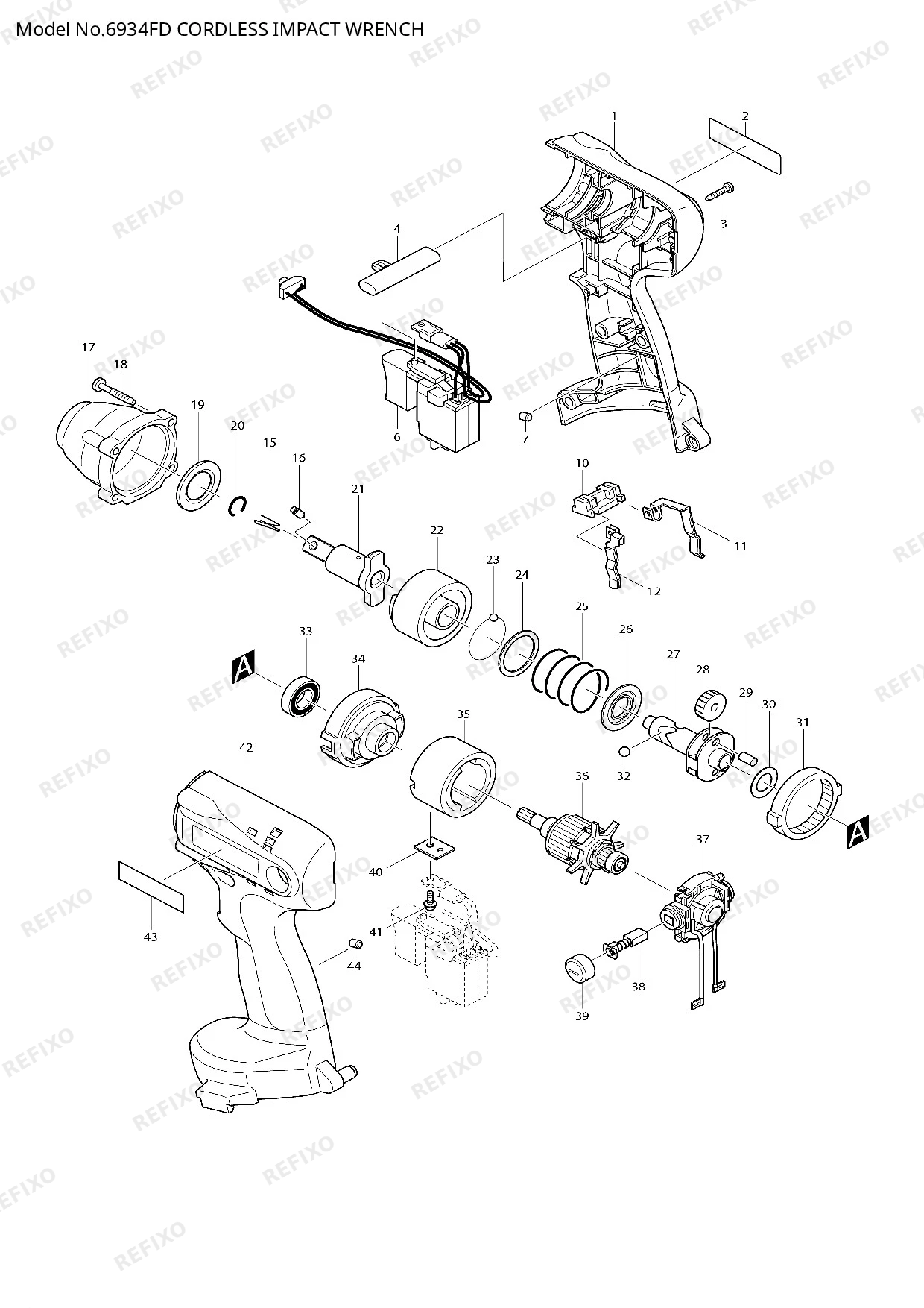 Деталировка MAKITA 6934FD — схема запчастей в разборе