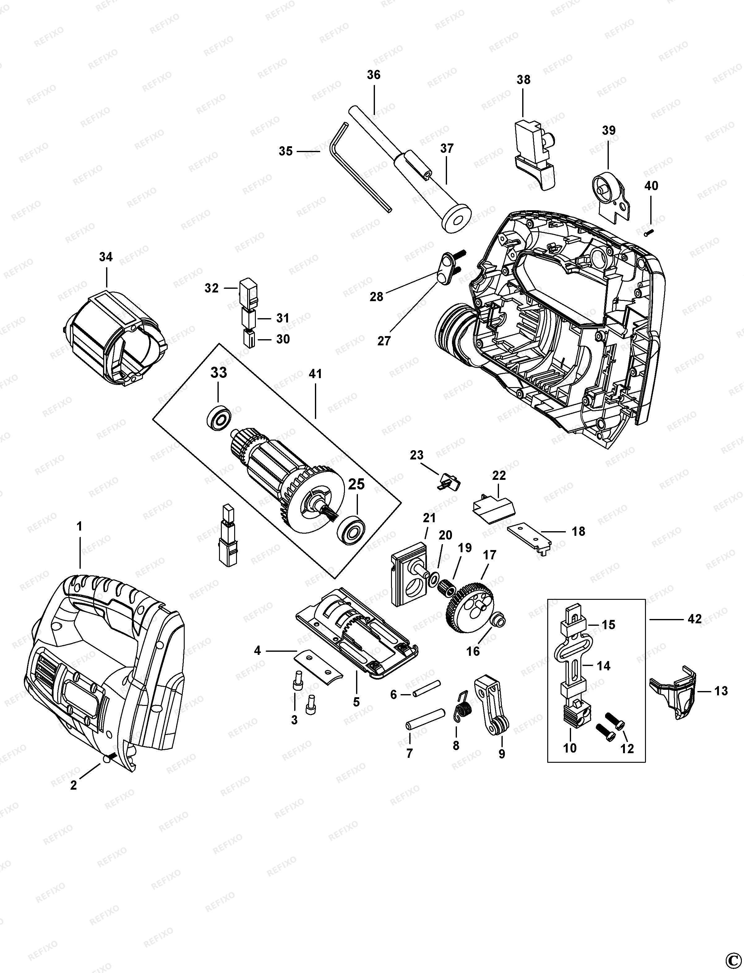 Black&Decker ЛОБЗИК JS20 — схема запчастей