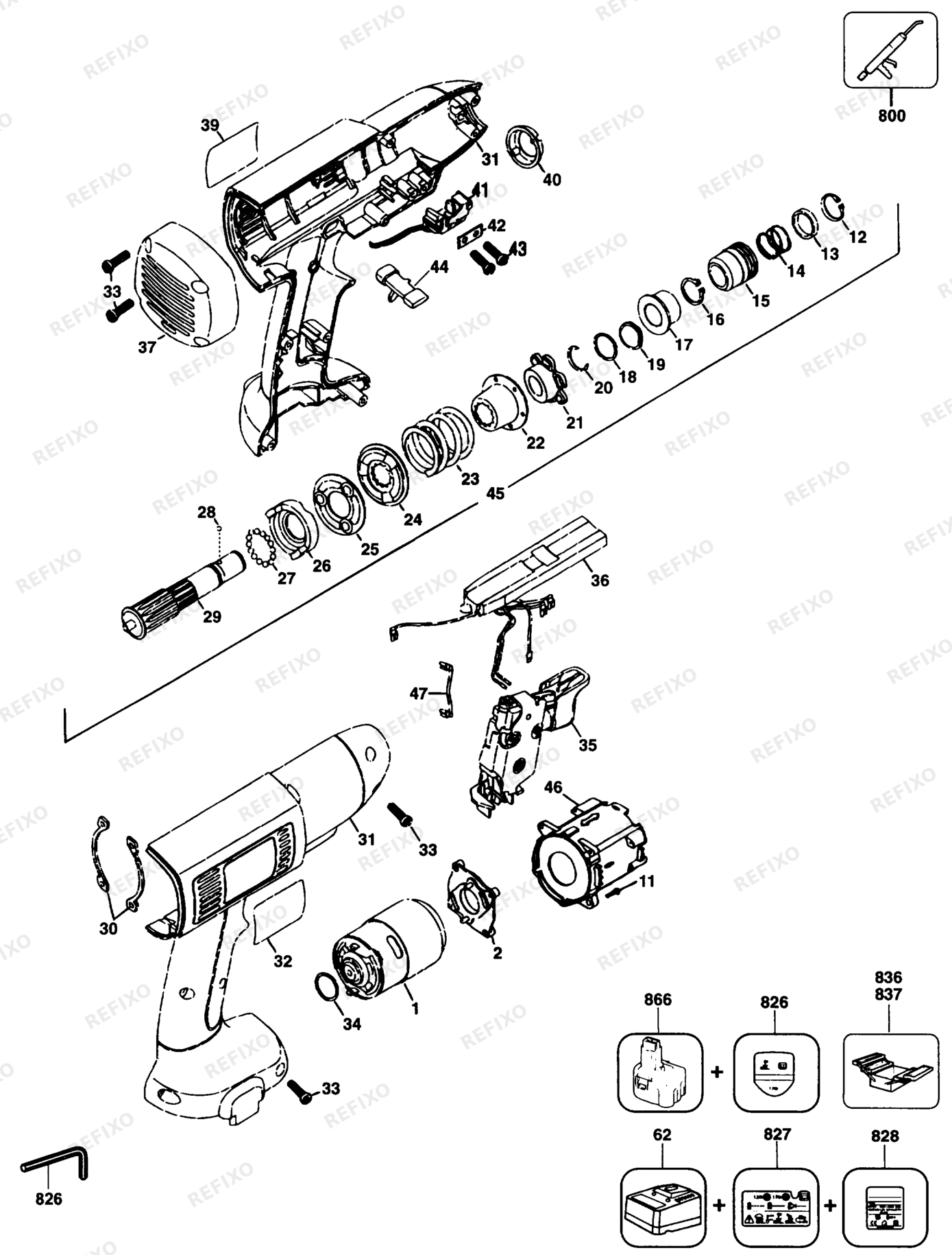 Деталировка DeWalt DW903-XJ TYPE 1 SCHRAUBENDREHER DW903-XJ DW903 — схема запчастей в разборе
