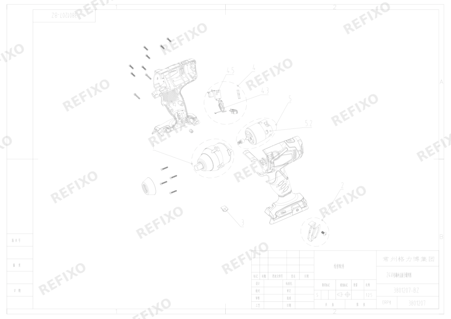 Деталировка Greenworks 3801207-Exploded view — схема запчастей в разборе