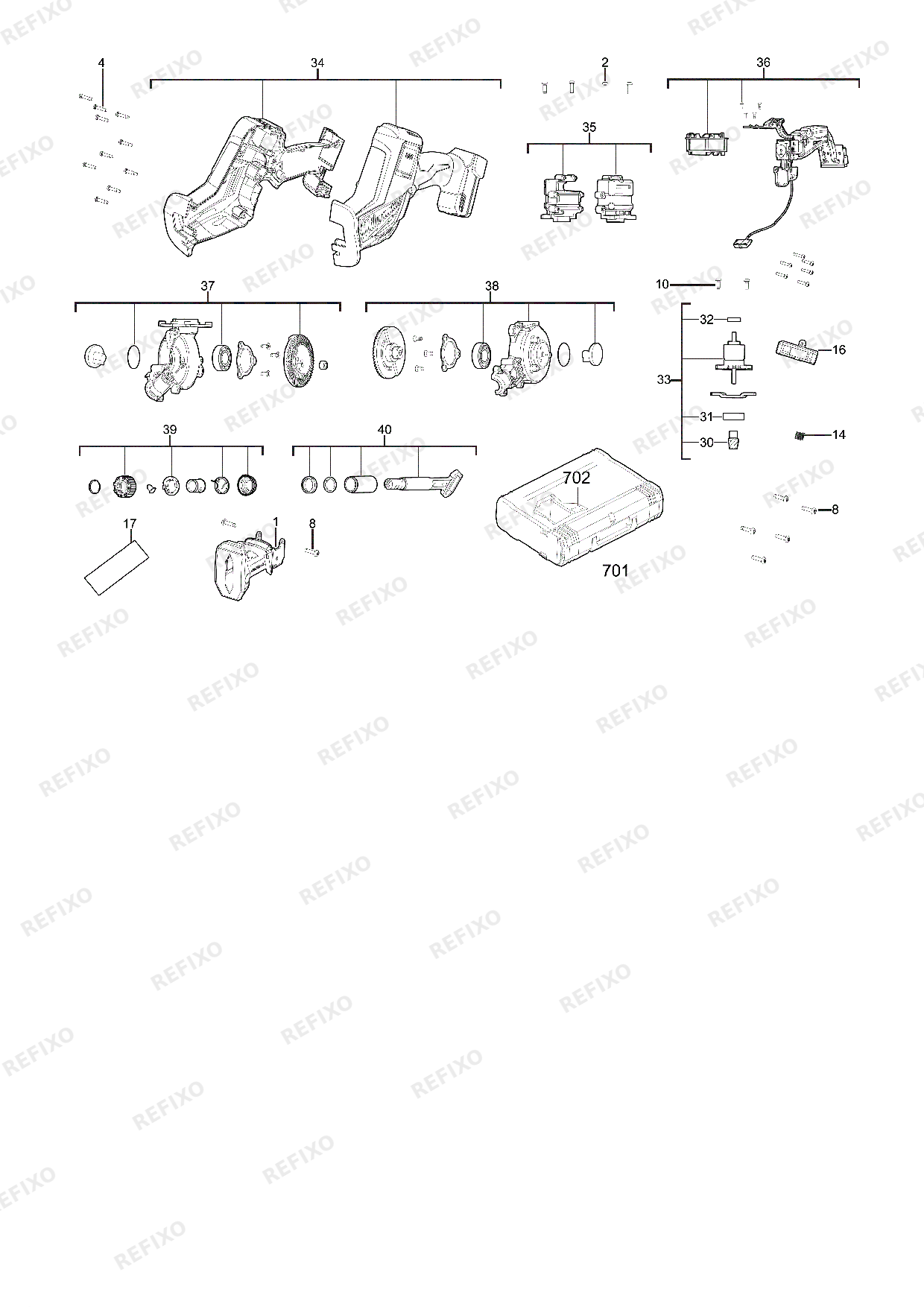 Деталировка MILWAUKEE M18FHZ 0 4933500566 4000505479 — схема запчастей в разборе