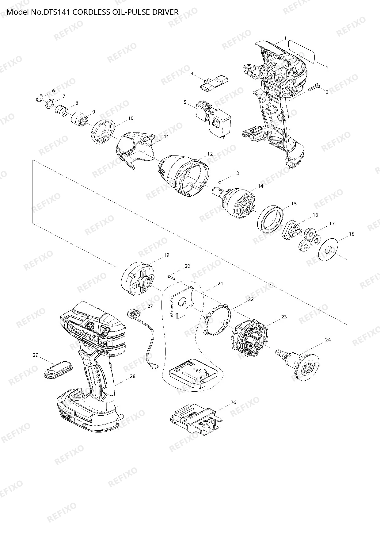 Деталировка MAKITA DTS141 — схема запчастей в разборе