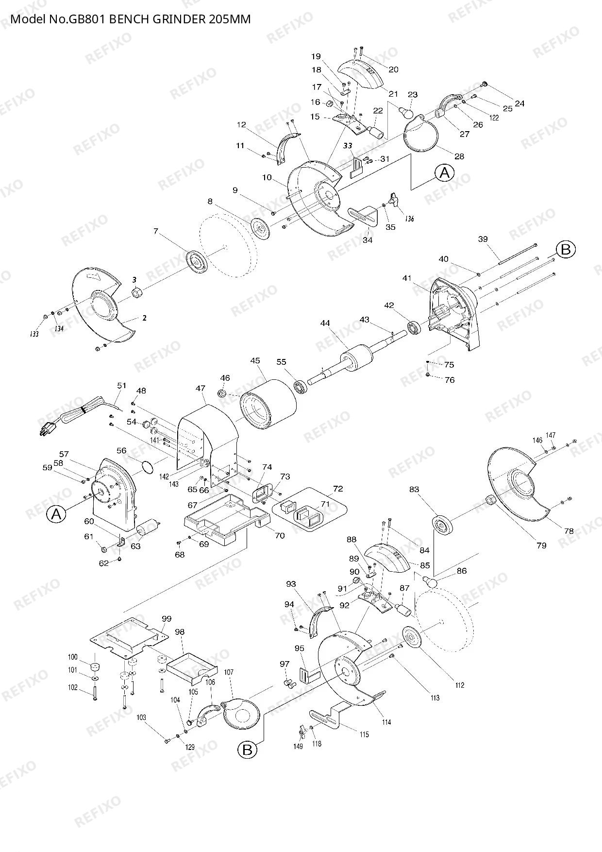 Деталировка MAKITA GB801 — схема запчастей в разборе