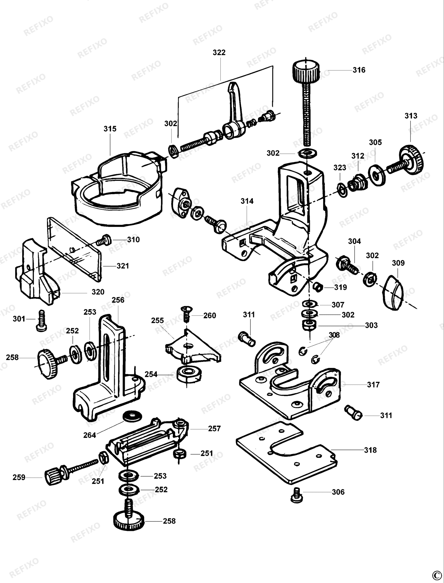 Деталировка DeWalt DW6706-XJ TYPE 1A SCHWENKBODEN-TRIMMER DW6706-XJ DW6706 — схема запчастей в разборе