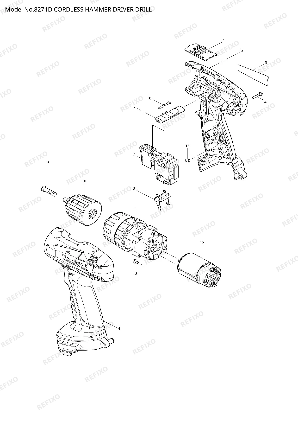 Деталировка MAKITA 8271D — схема запчастей в разборе