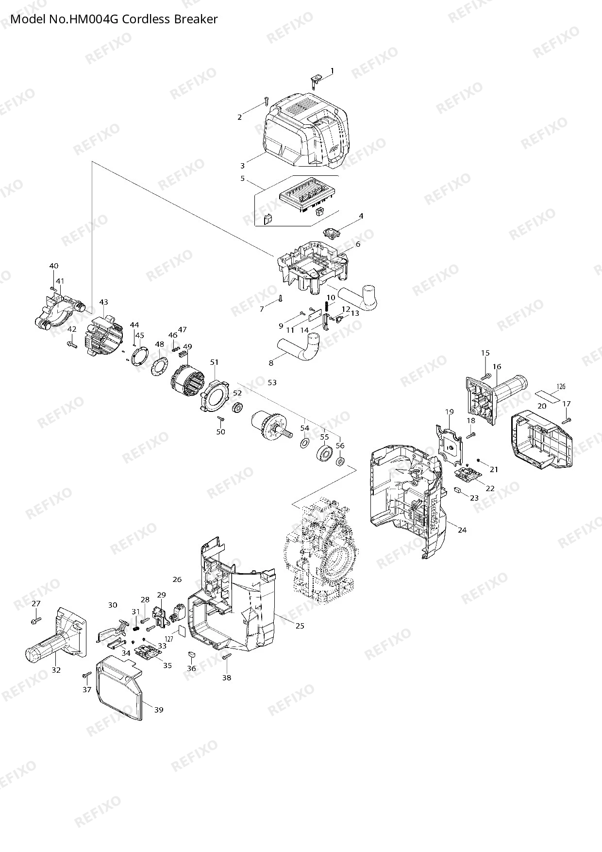 Деталировка MAKITA HM004G — схема запчастей в разборе