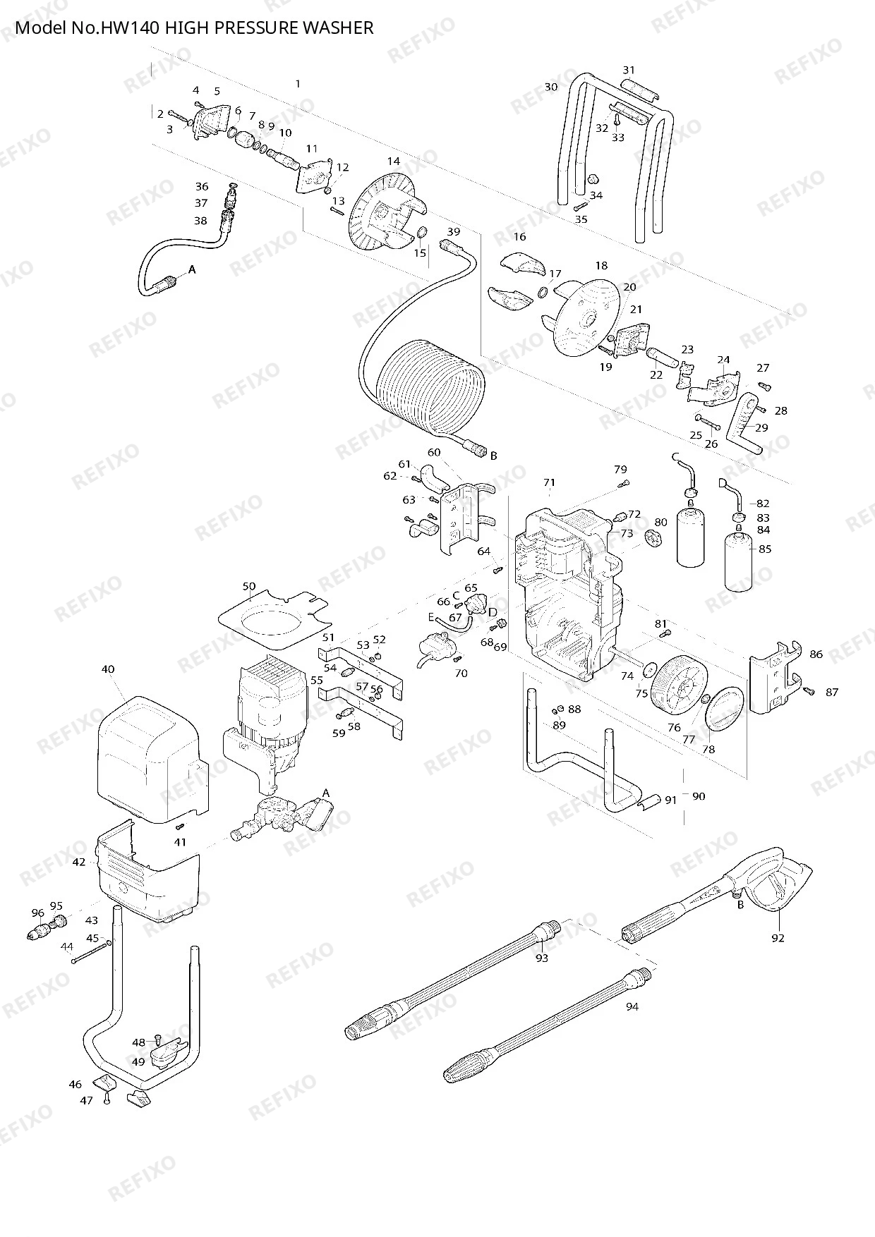 Деталировка MAKITA HW140 — схема запчастей в разборе