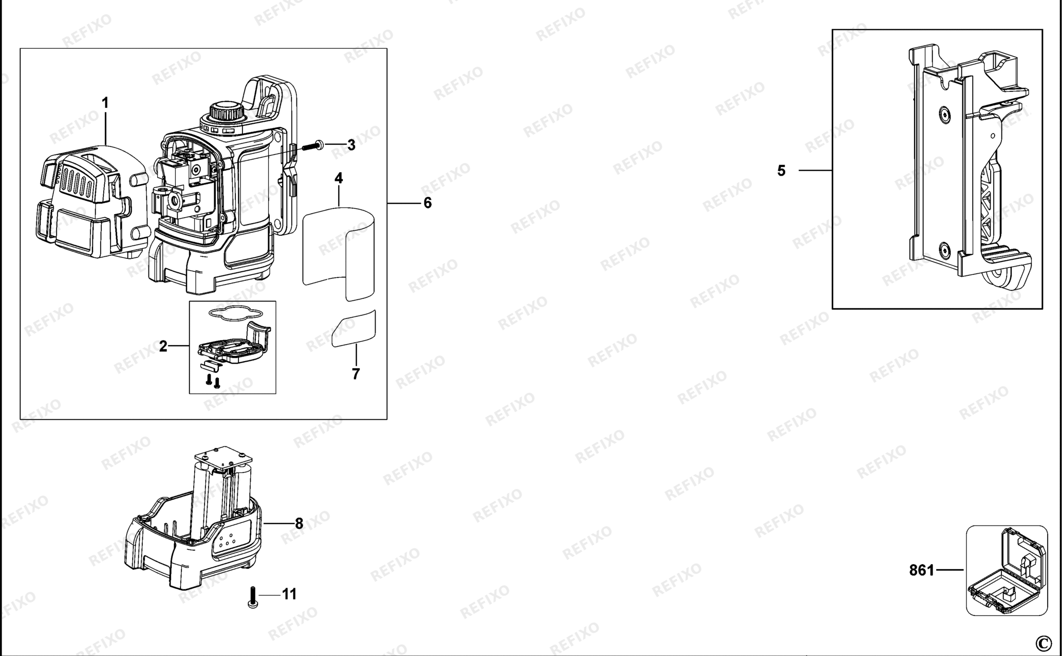 Деталировка DeWalt DW089CG-XJ TYPE 1 MULTILINIENLASER DW089CG-XJ DW089CG — схема запчастей в разборе