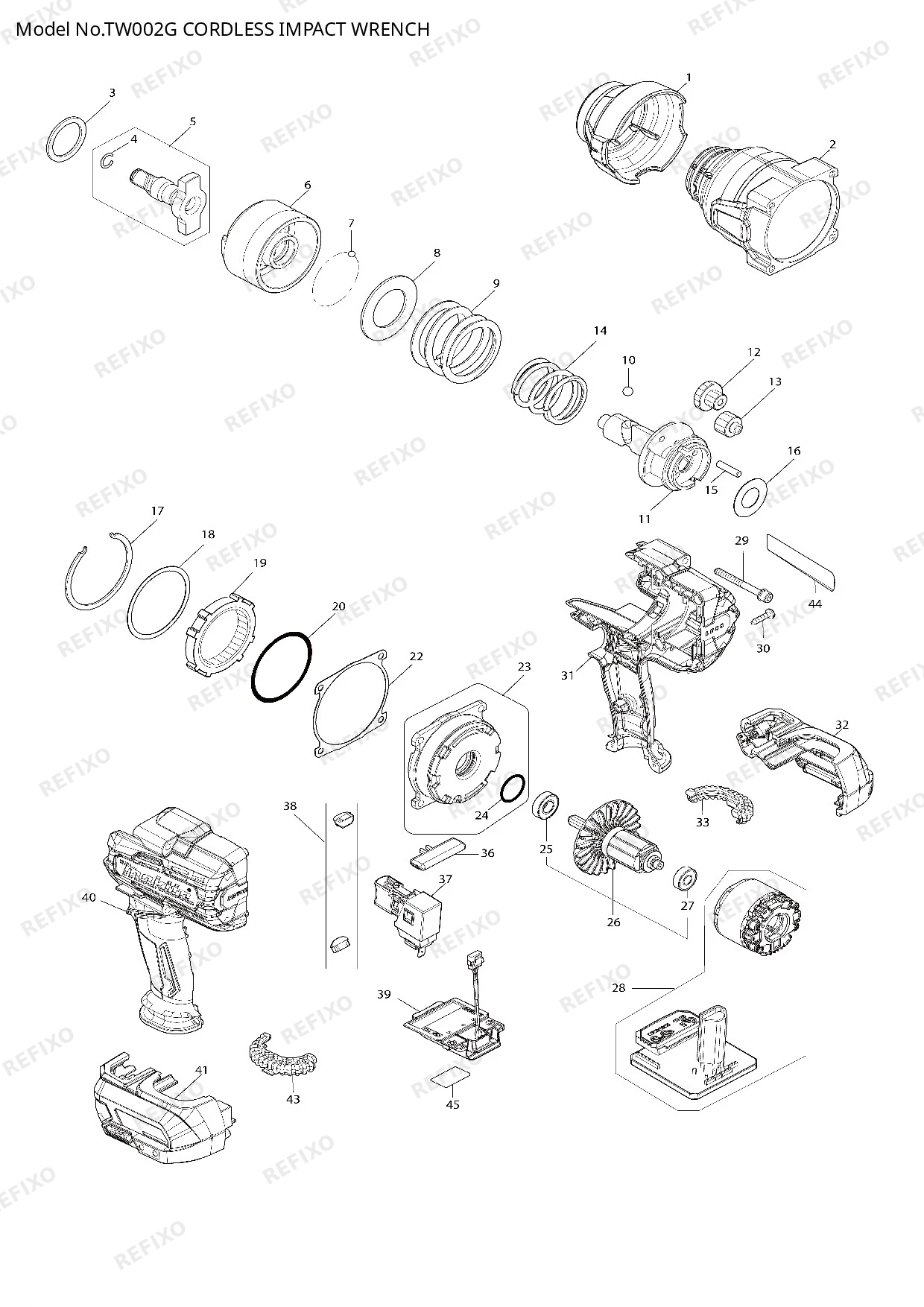 Деталировка MAKITA TW002G — схема запчастей в разборе