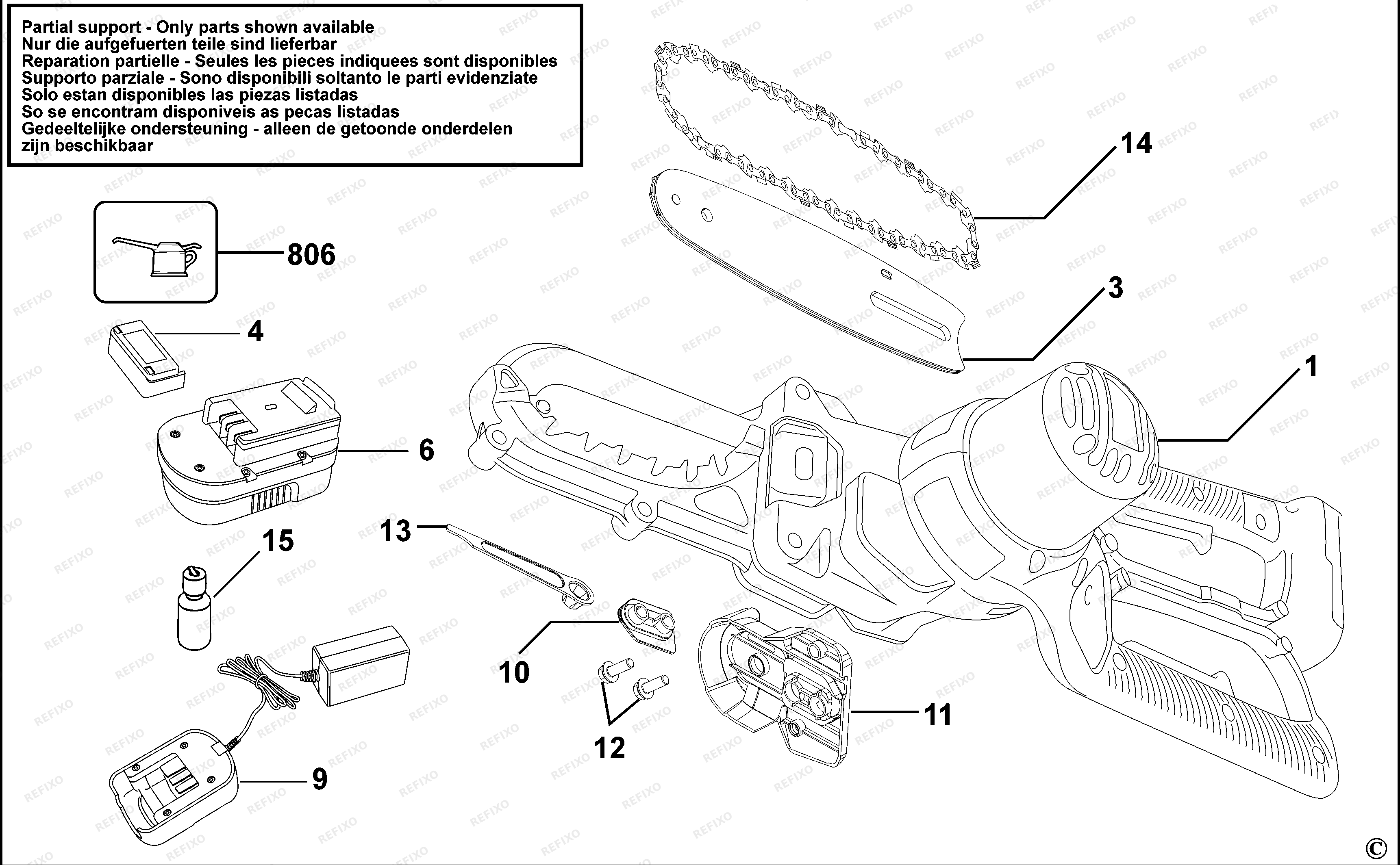 Black&Decker ЦЕПНОЙ СУЧКОРЕЗ BDALLI18 — схема запчастей