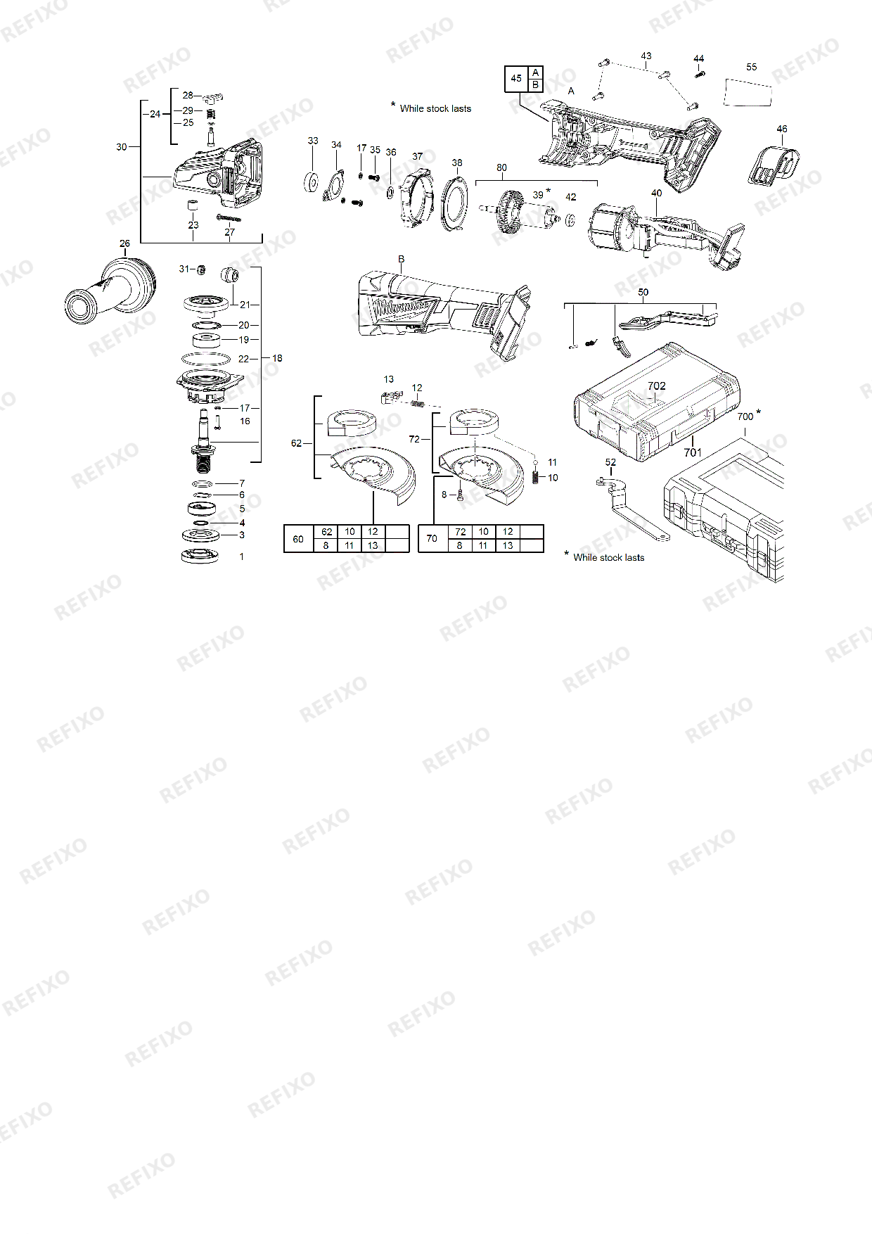 Деталировка MILWAUKEE M18CAG 115XPD 0 4933447590 4000447591 — схема запчастей в разборе