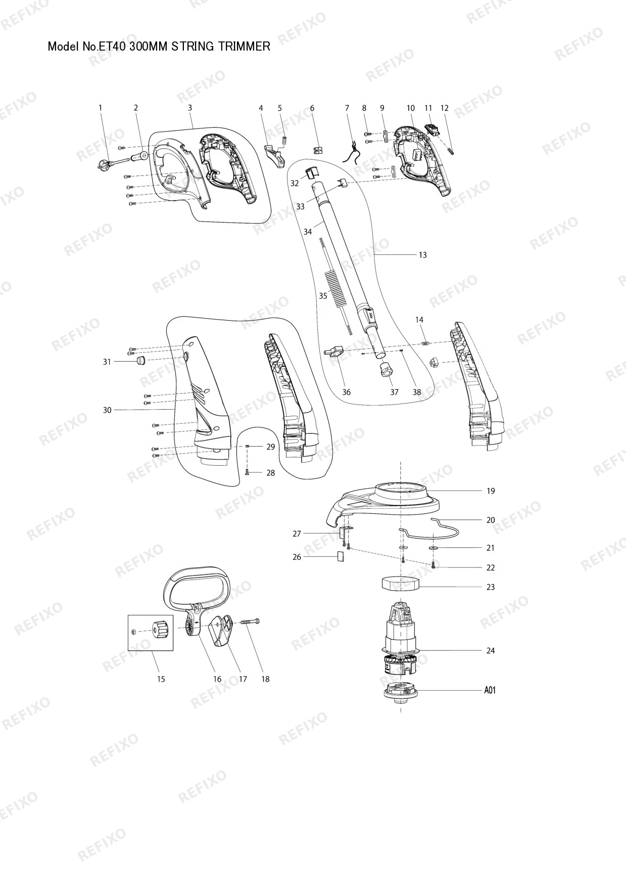 Деталировка MAKITA ET 40 — схема запчастей в разборе
