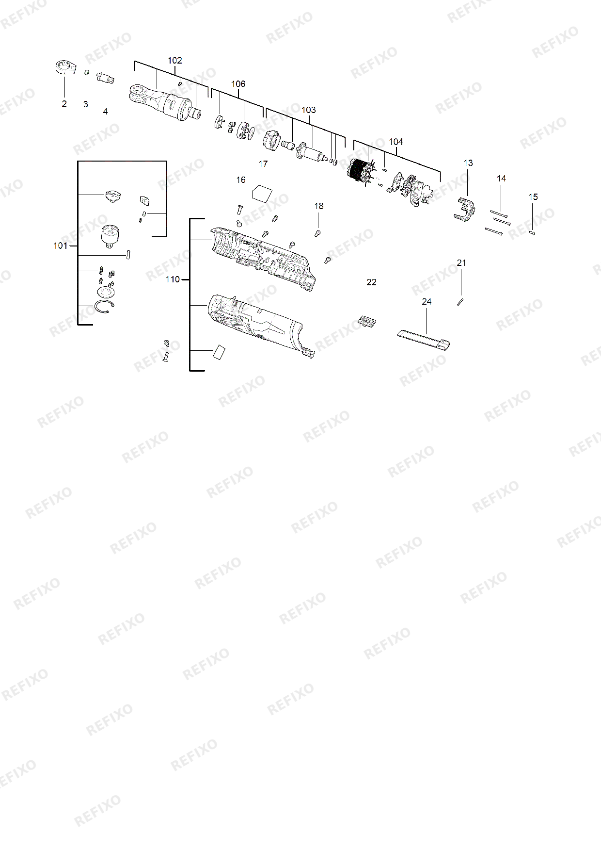 Деталировка MILWAUKEE M12FHIR38 0 4933478172 4000483069 — схема запчастей в разборе