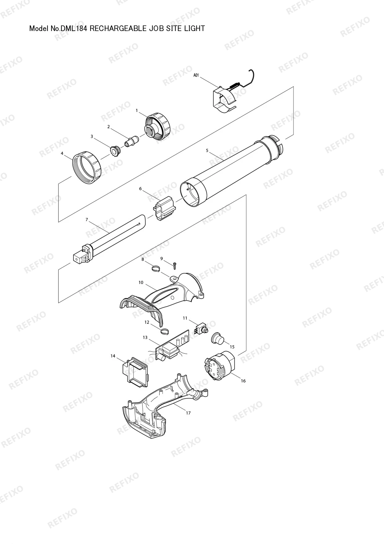 Деталировка MAKITA DML184 — схема запчастей в разборе