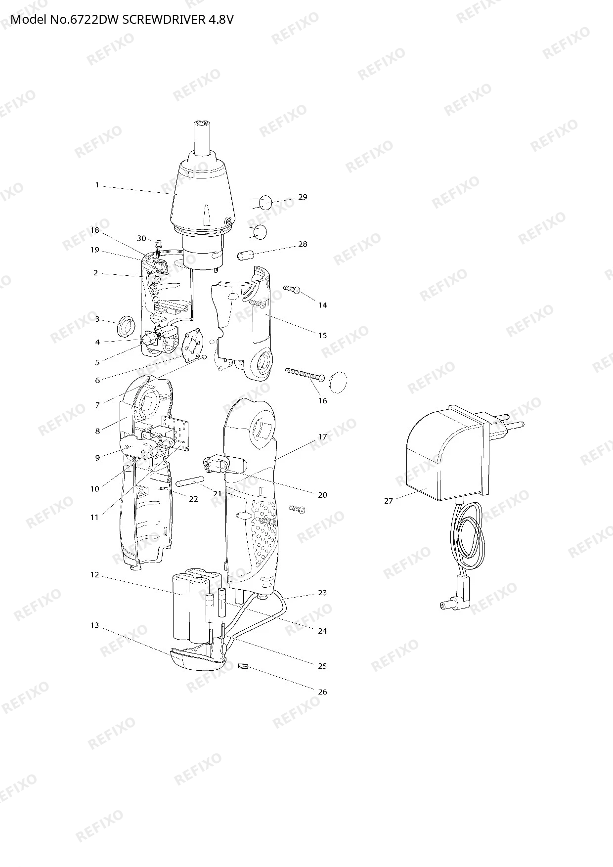 Деталировка MAKITA 6722DW — схема запчастей в разборе