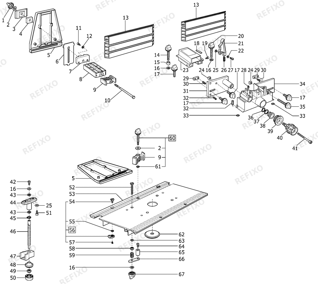 Деталировка Festool CMS-OF 1400OF 2000 - Modulträger 493819 — схема запчастей в разборе