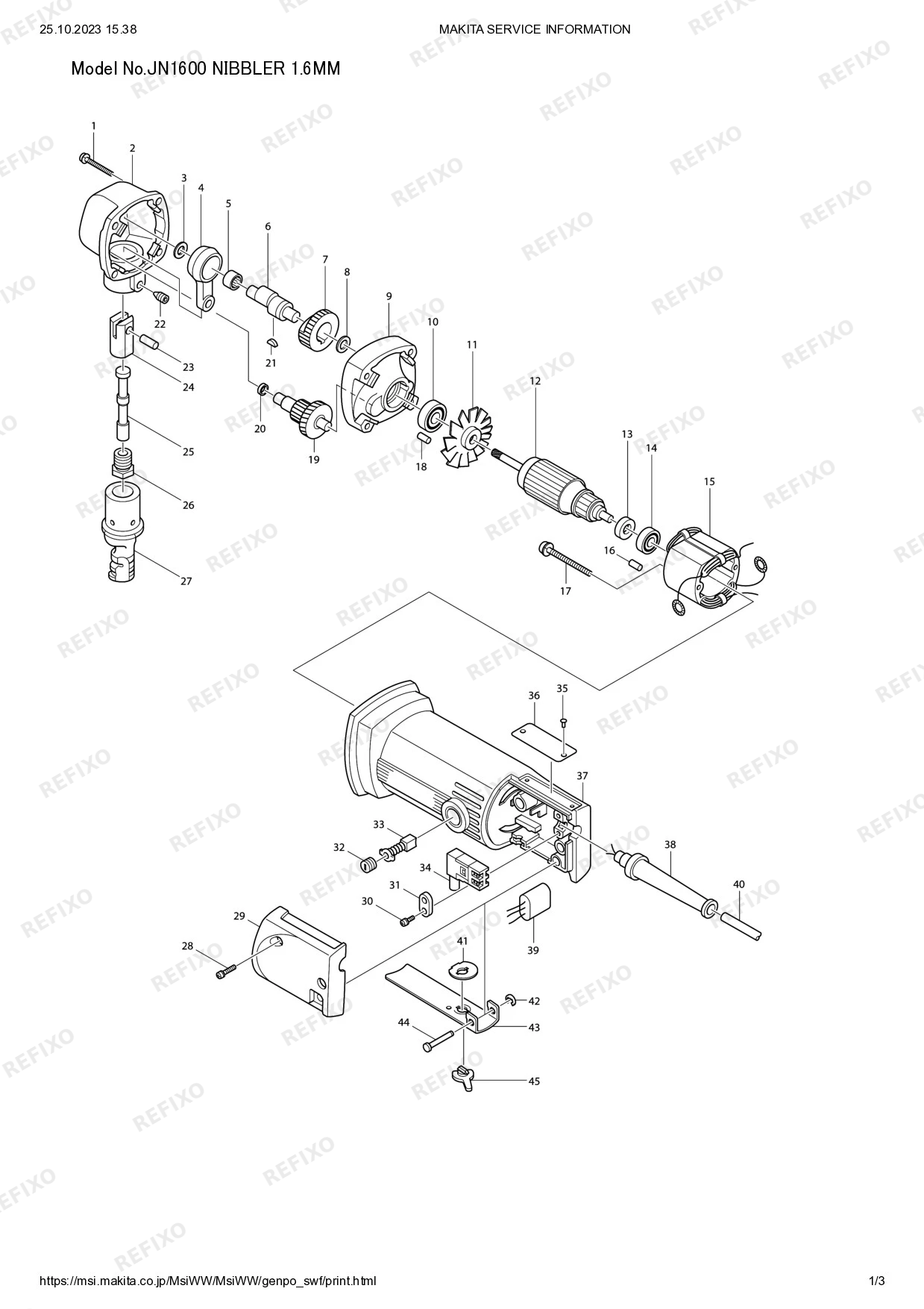 Деталировка MAKITA JN1600 — схема запчастей в разборе