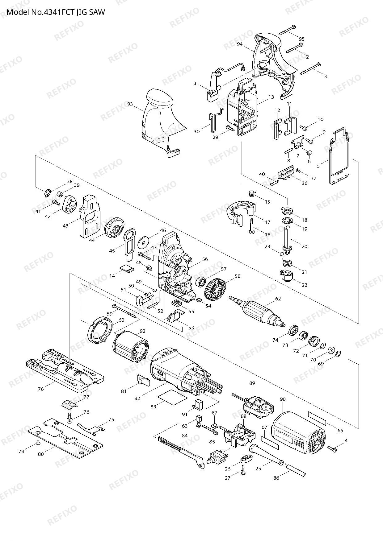 Деталировка MAKITA 4341FCT — схема запчастей в разборе